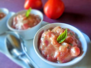 Mousse de courgette – vinaigrette&nbsp;tomate