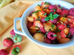 Salade de melon, fraises et&nbsp;framboises