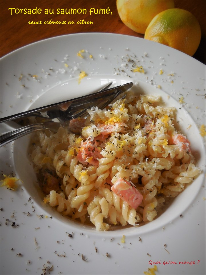 Torsade au saumon fumé, sauce crémeuse au citron