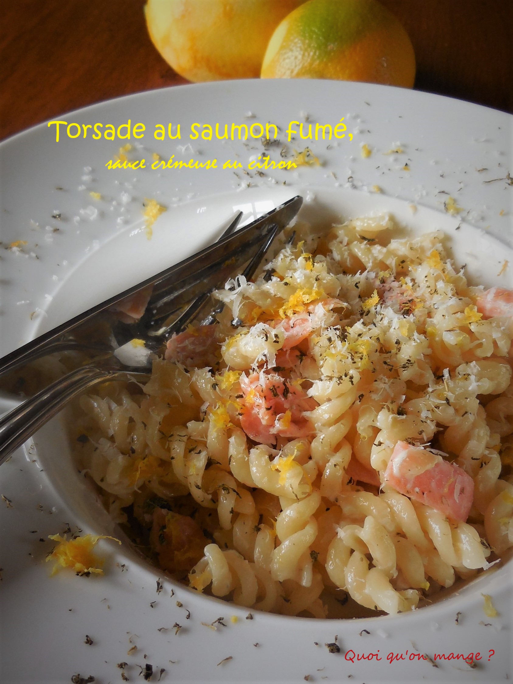 Torsade au saumon fumé, sauce crémeuse au citron