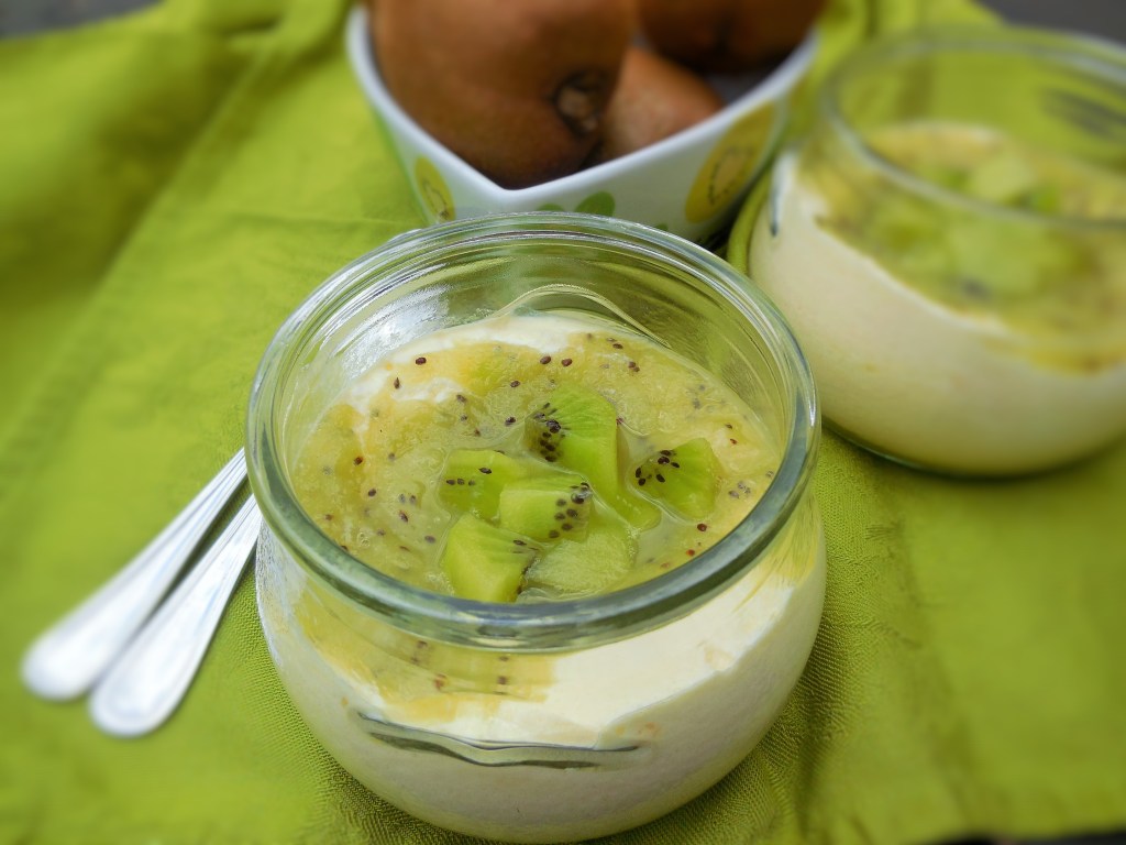 Coulis de kiwi sur mousse de&nbsp;mascarpone