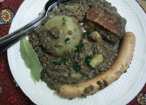 Linsesupp, soupe aux lentilles à l&rsquo;alsacienne