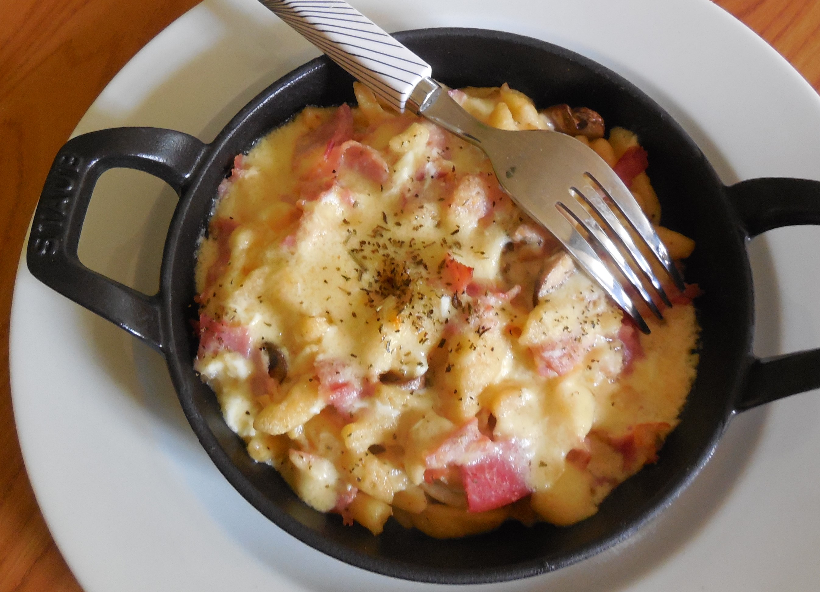 Späetzle à la crème de Munster, champignons de Paris et&nbsp;bacon