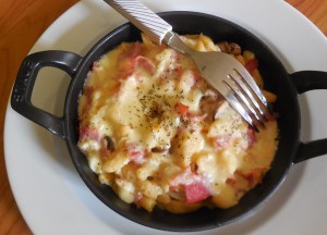 Späetzle à la crème de Munster, champignons de Paris et&nbsp;bacon