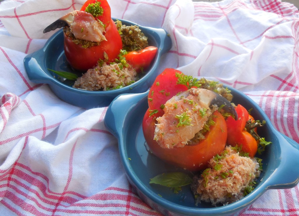 Tomates froides farcies au crabe et à l&rsquo;artichaut