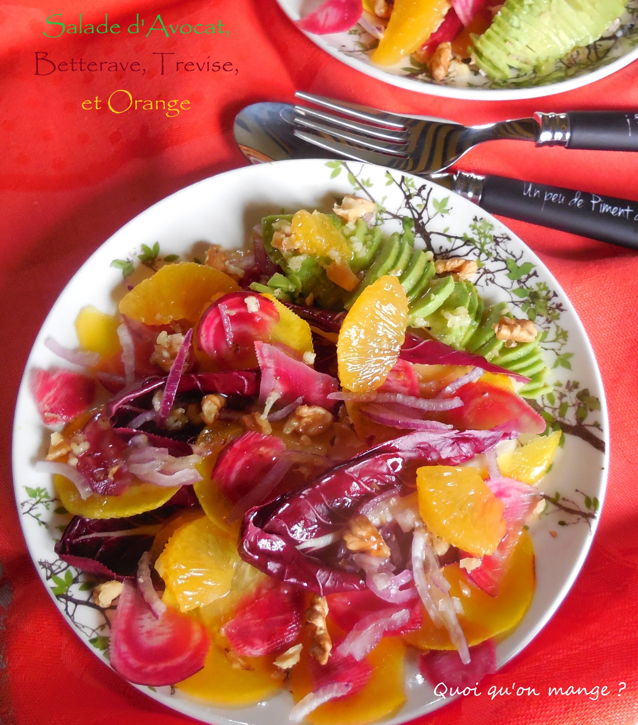 Salade avocat, betterave, trévise et orange