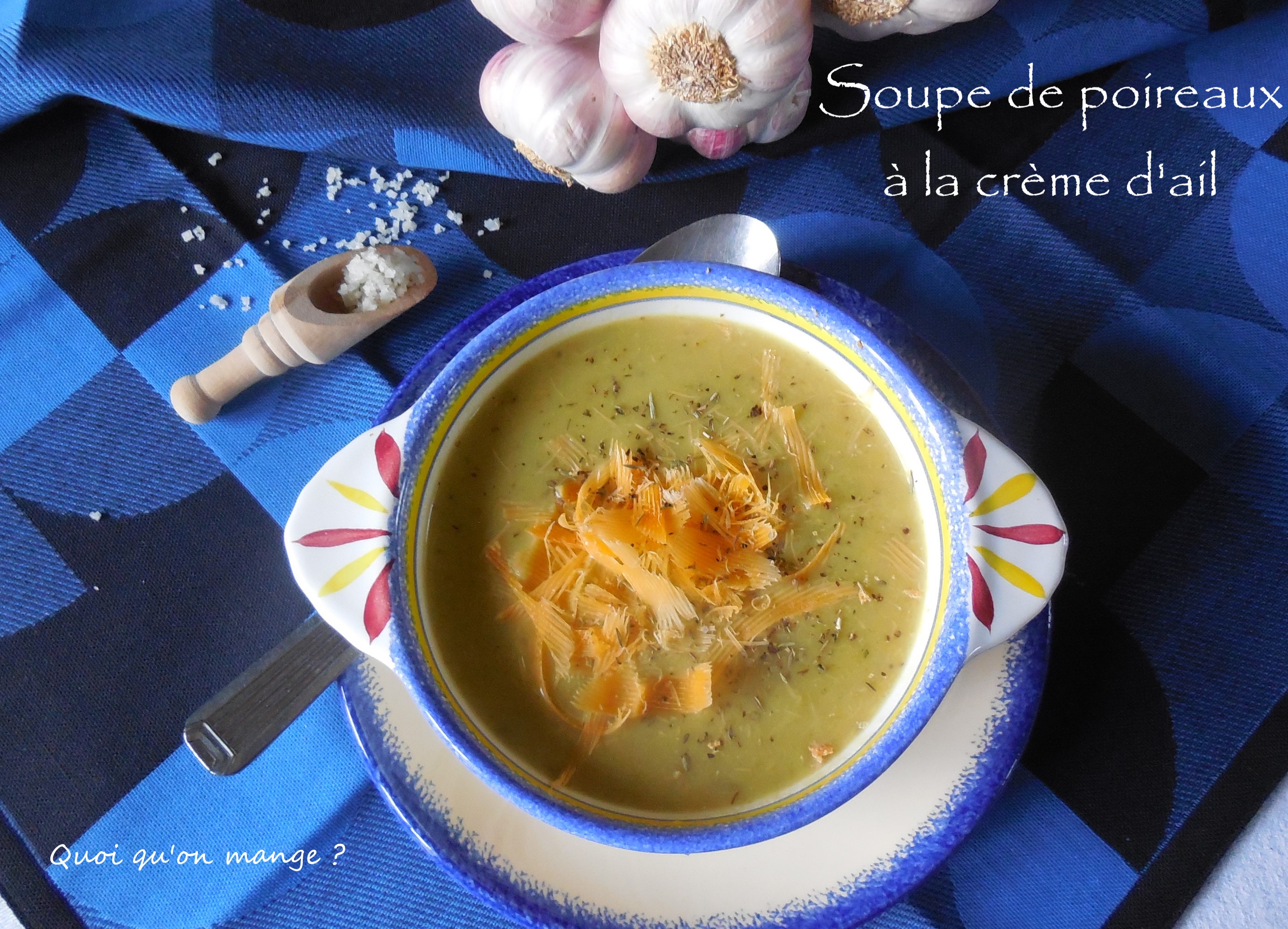 Soupe de poireaux à la crème d'ail