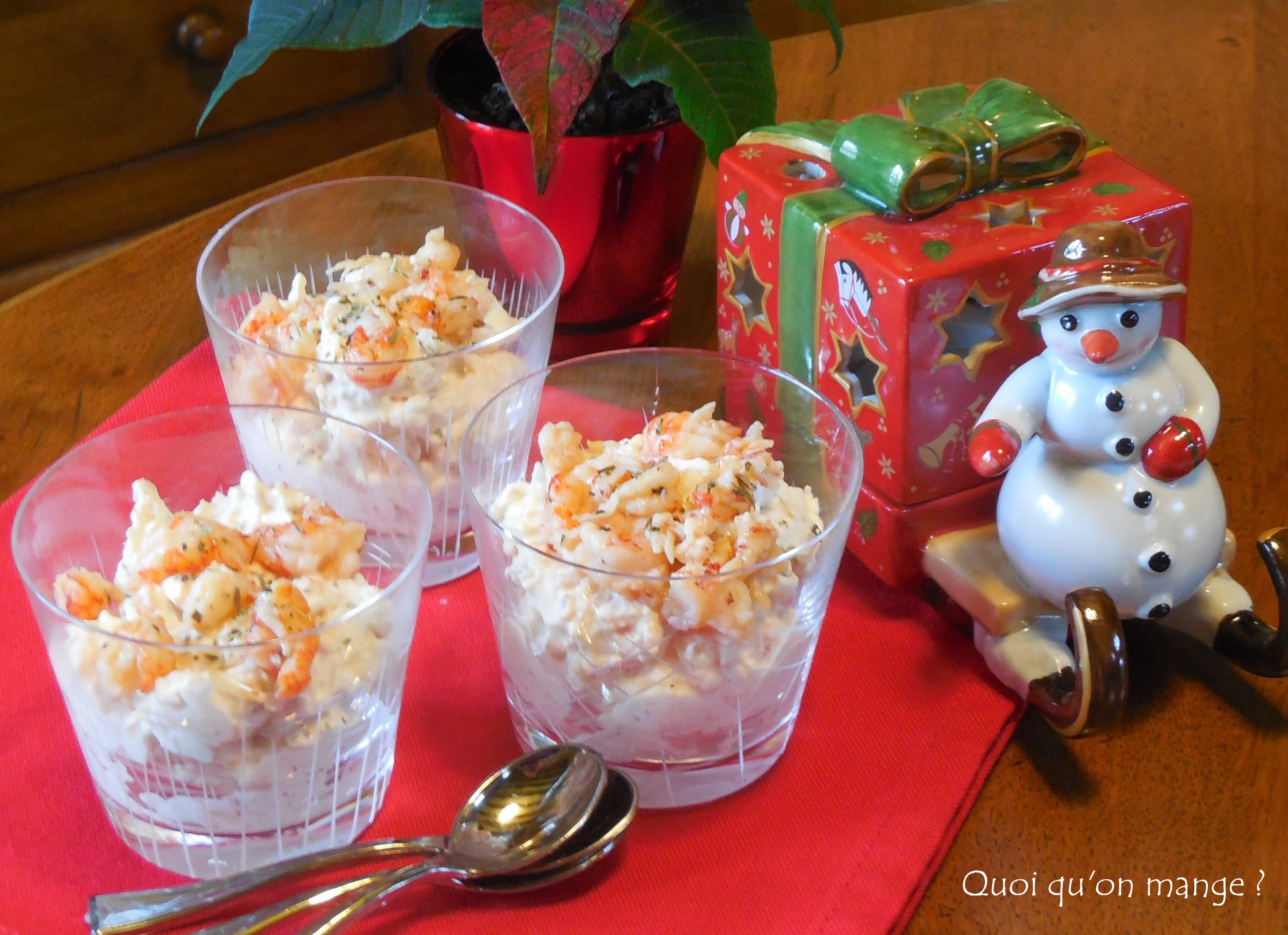 Verrines de mousse aux écrevisses