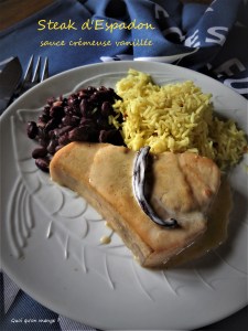 Steak d’espadon, sauce crĂ©meuse Ă la vanille