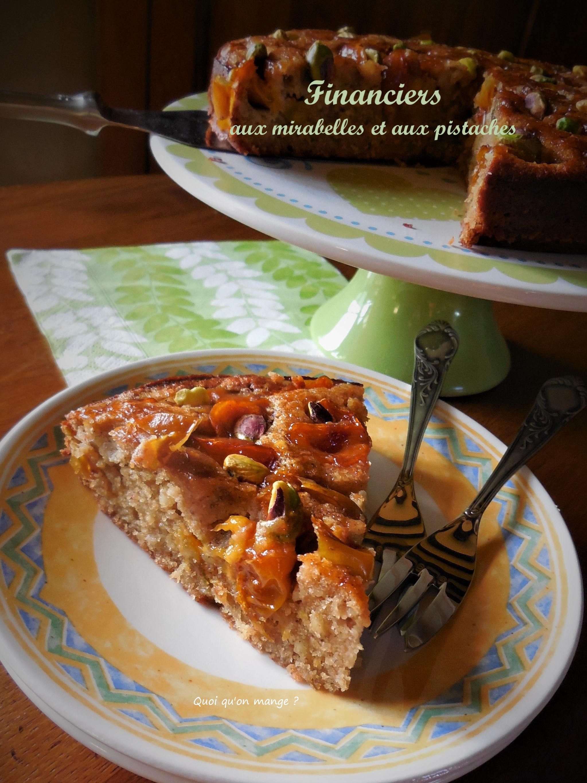 Financier aux mirabelles et aux pistaches