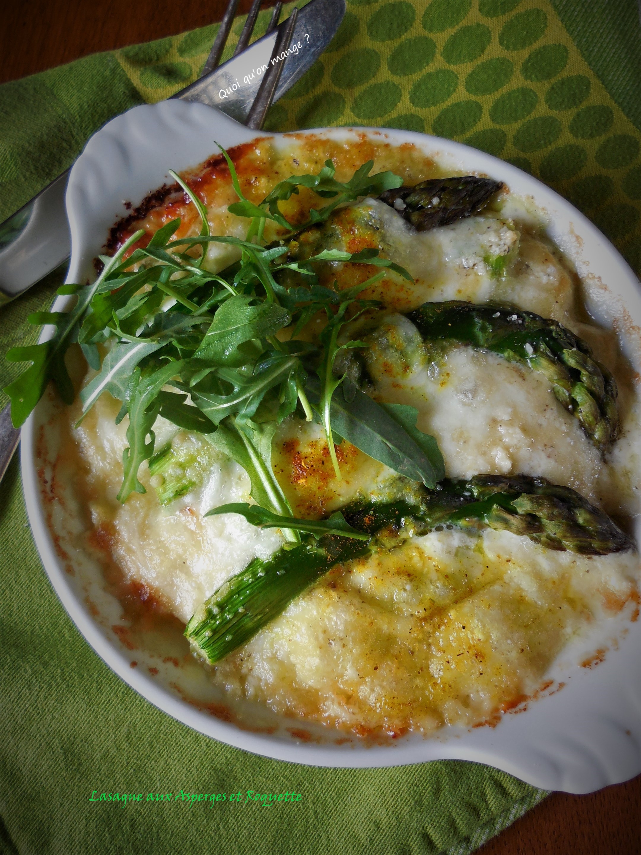 Lasagne aux asperges et roquette