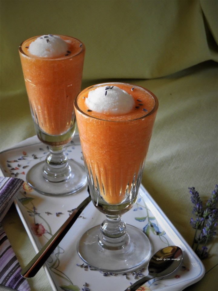Soupe de melon glacée et son sorbet à la lavande