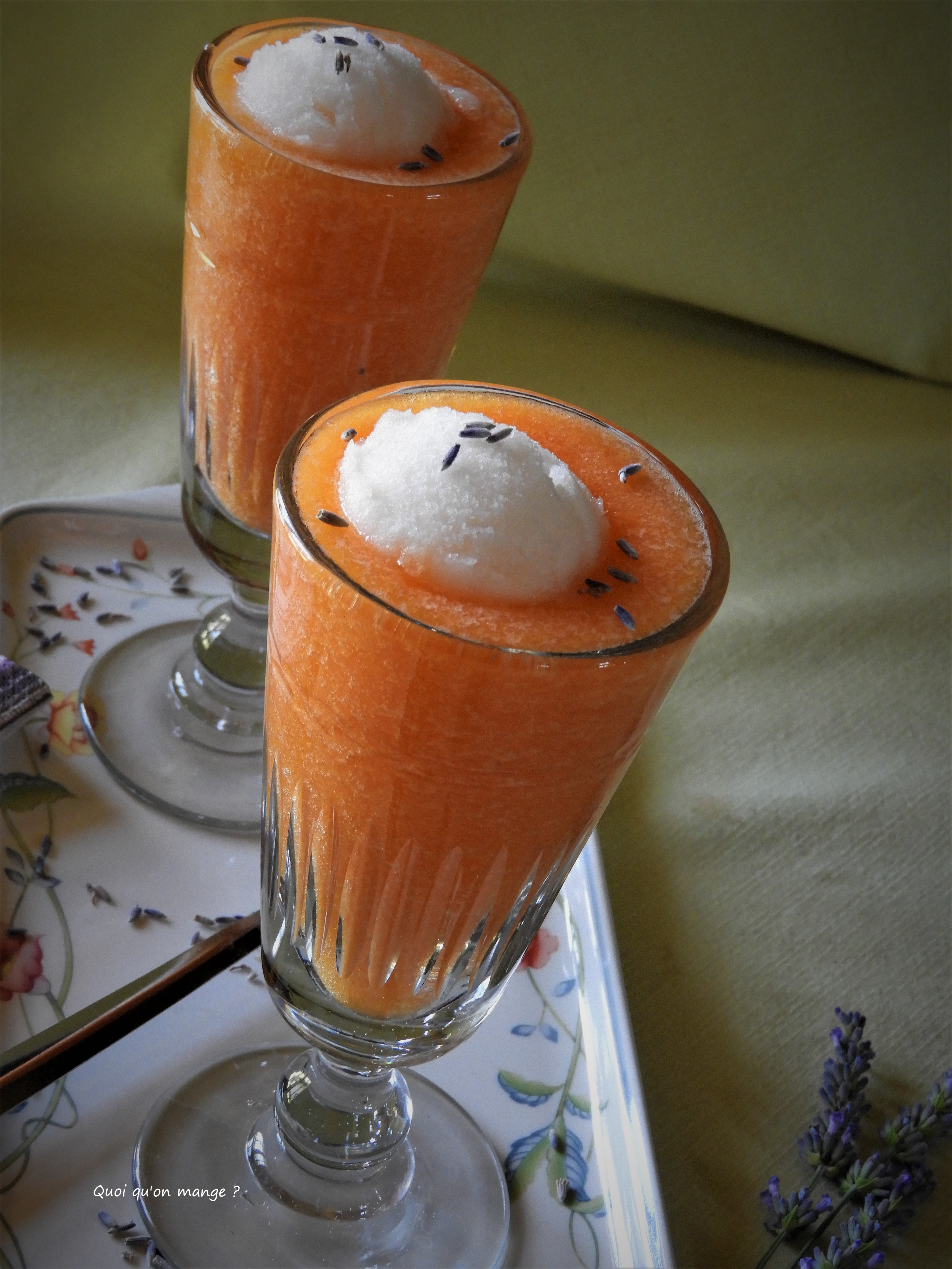 Soupe de melon glacée et son sorbet à la lavande