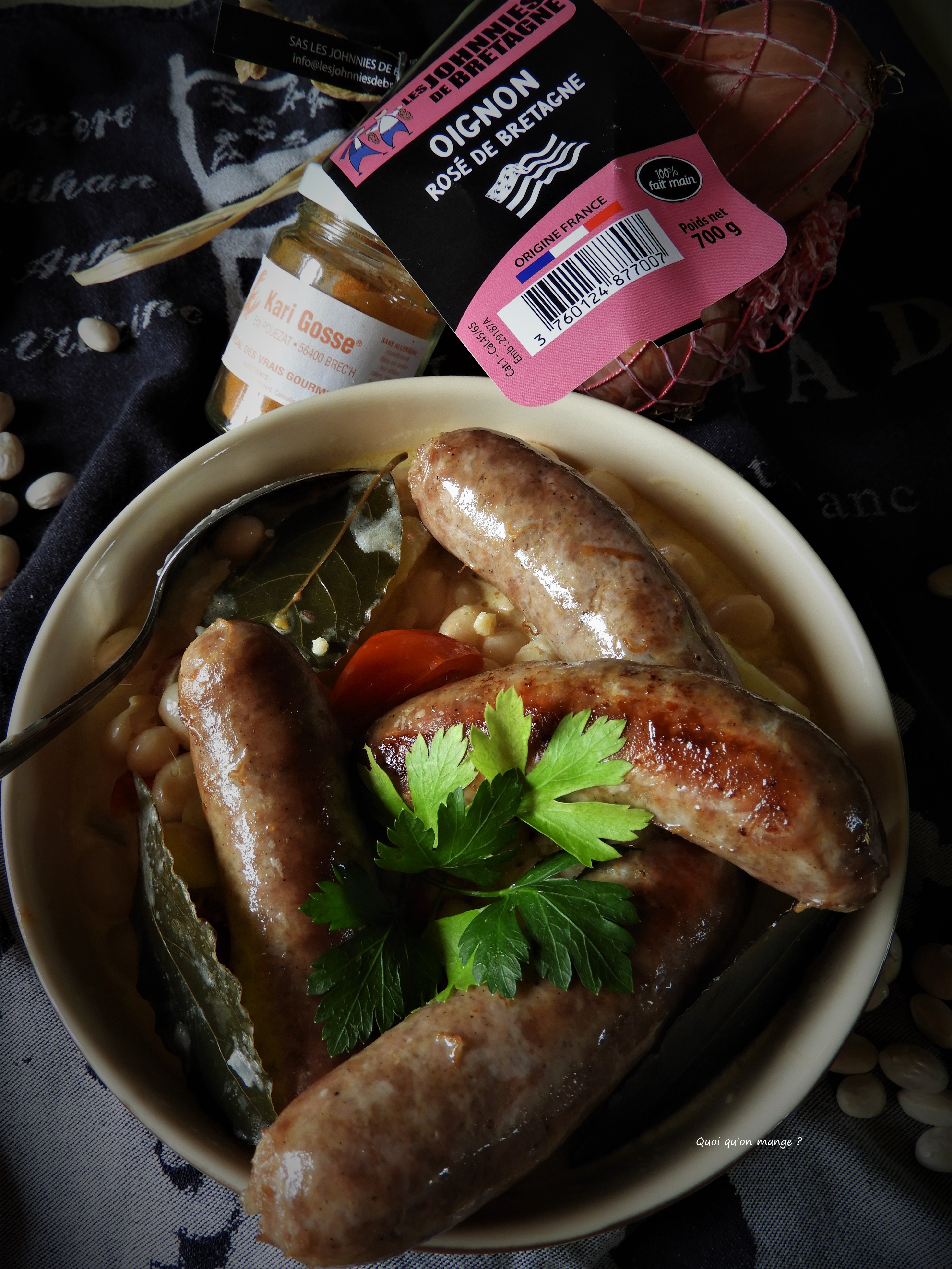 Saucisses de Scaër et cocos de Paimpol