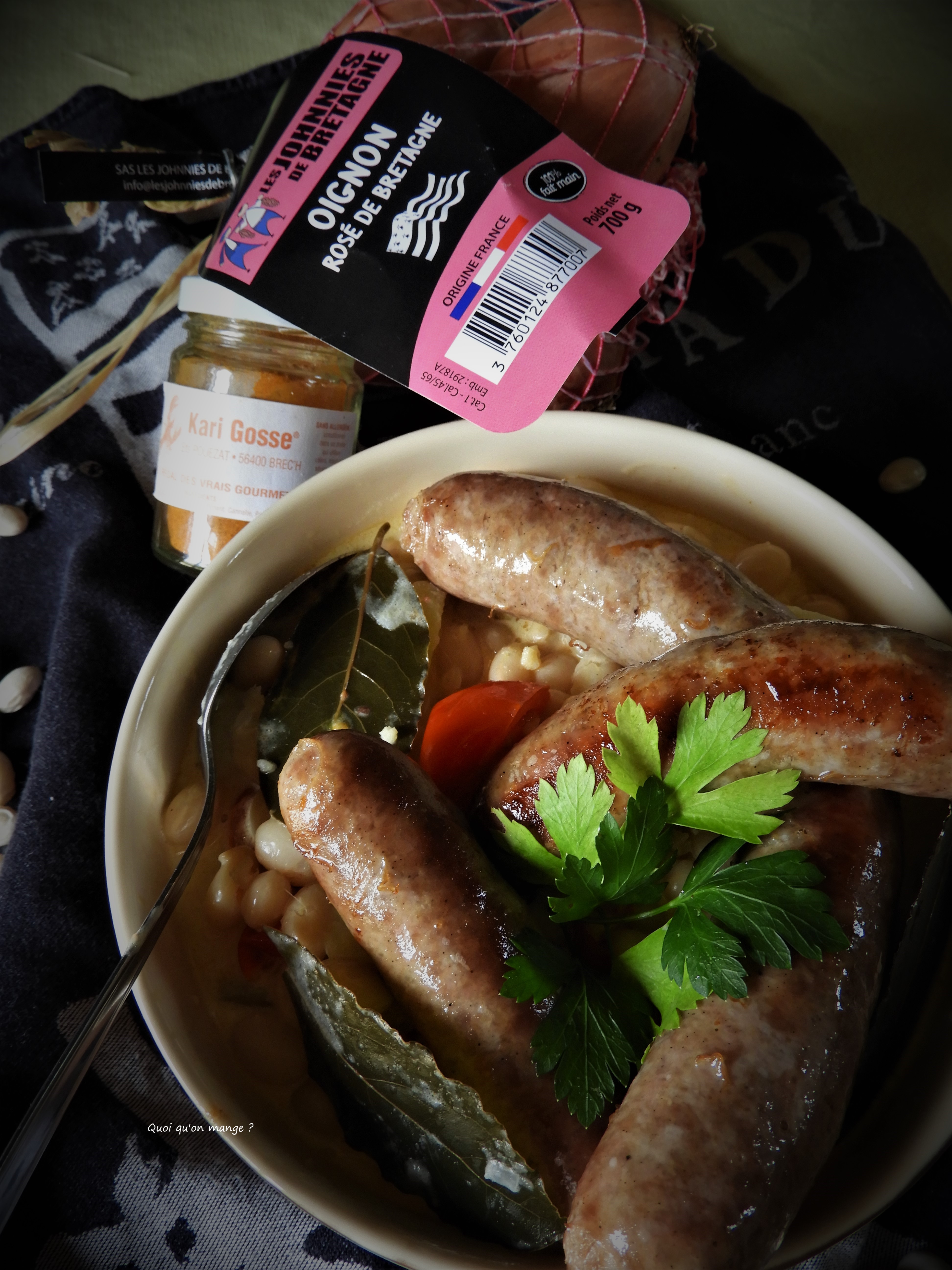 Saucisses de Scaër et cocos de Paimpol