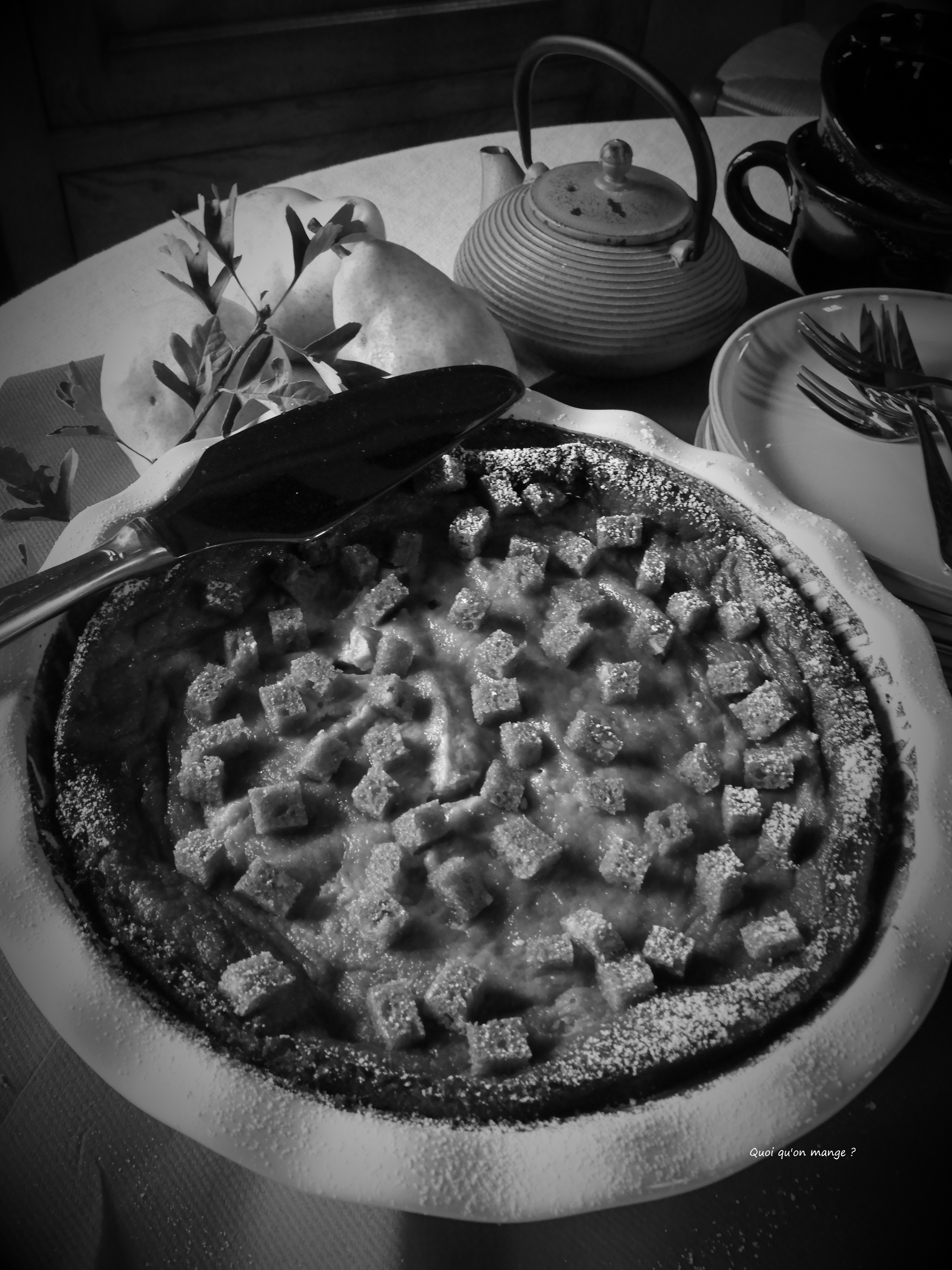 Clafoutis aux poires, saveur pain d'épices