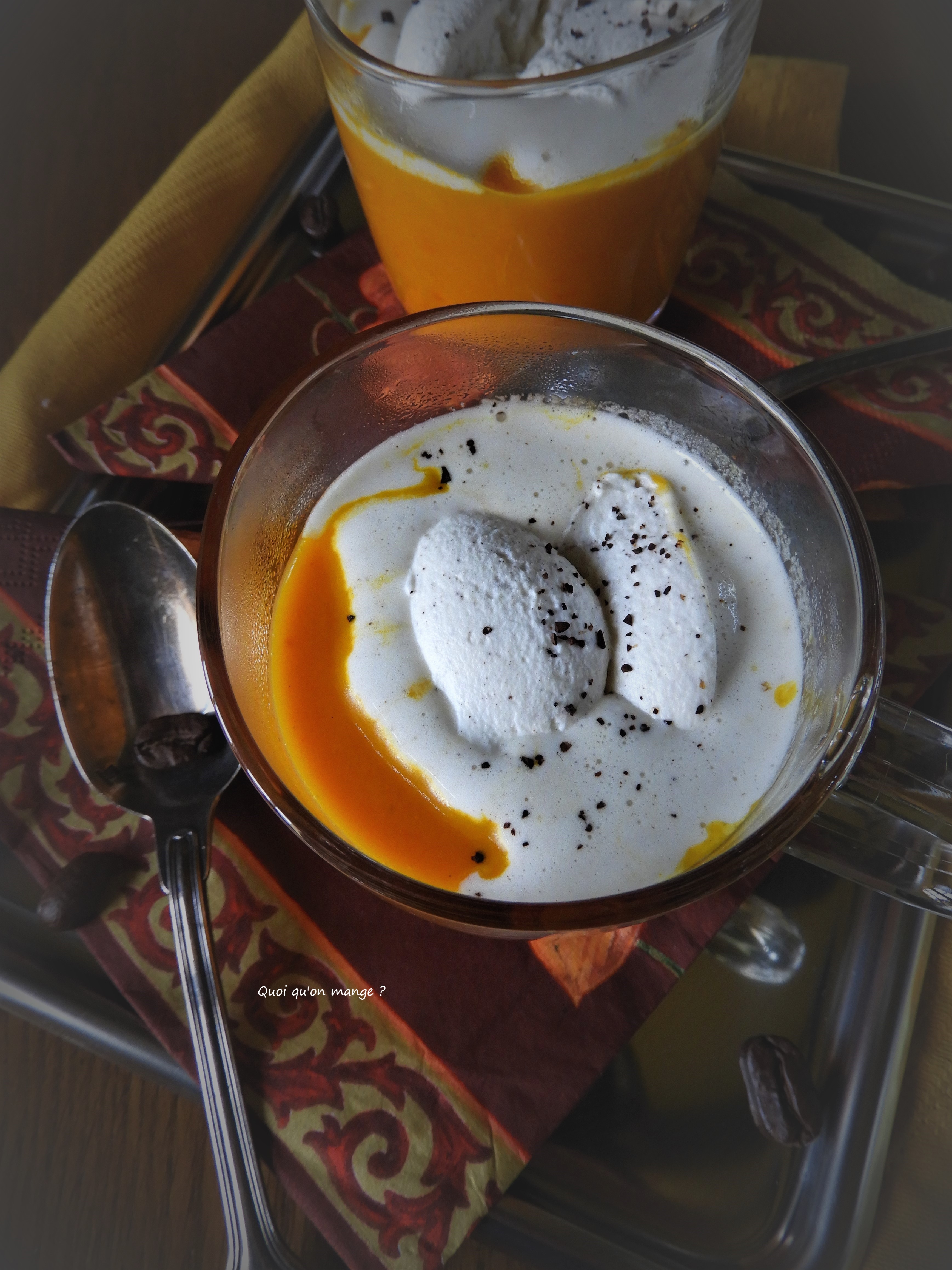 Pumpkin Soup, crème fouettée au café