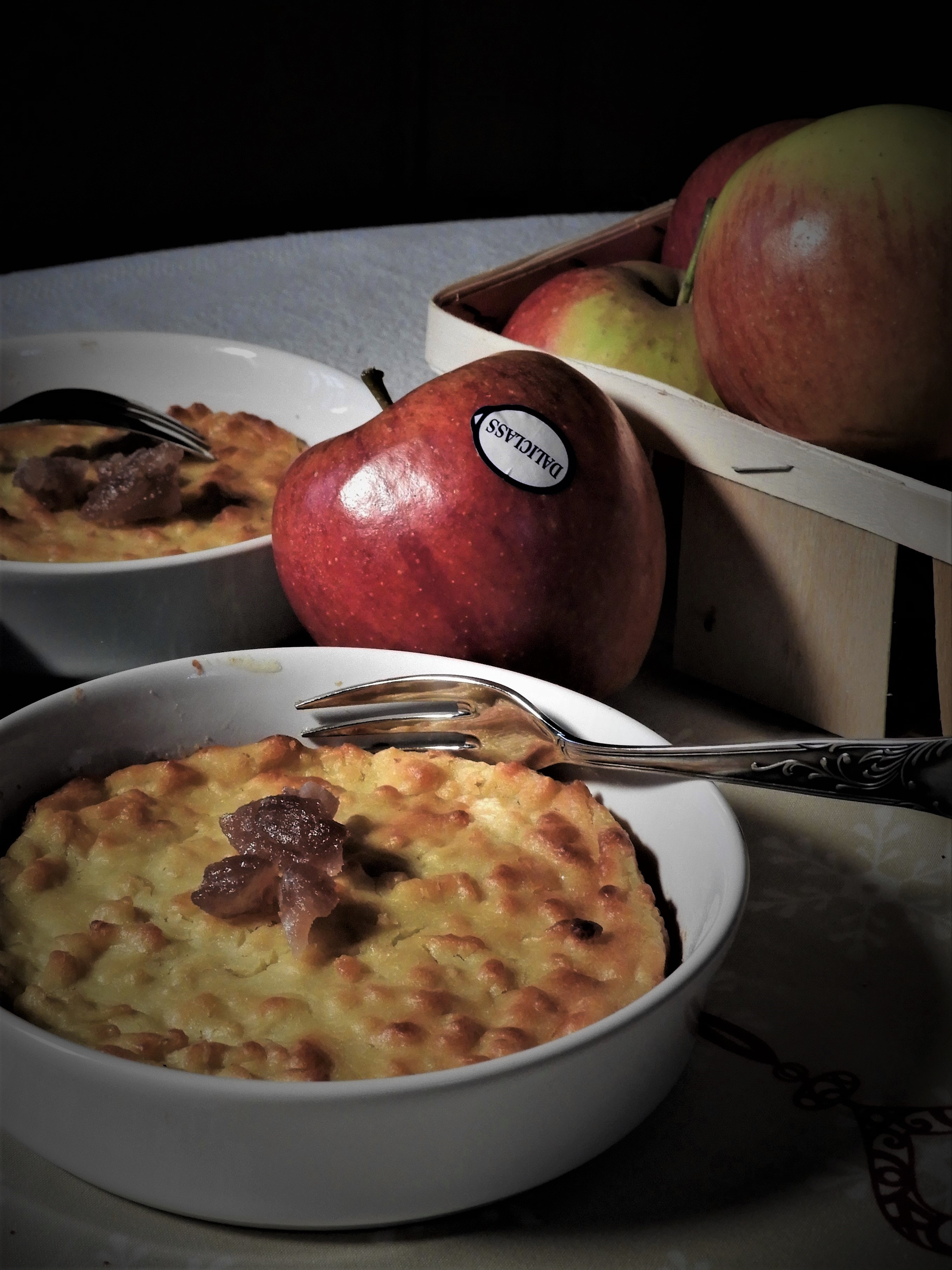 Flan aux pommes sur lit de confiture de marrons