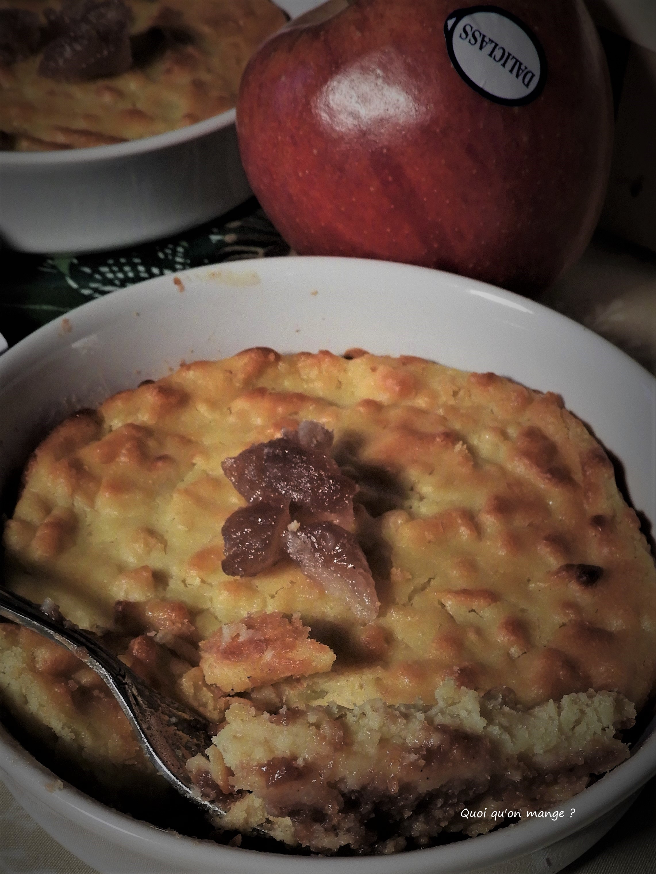 Flan aux pommes sur lit de confiture de marrons