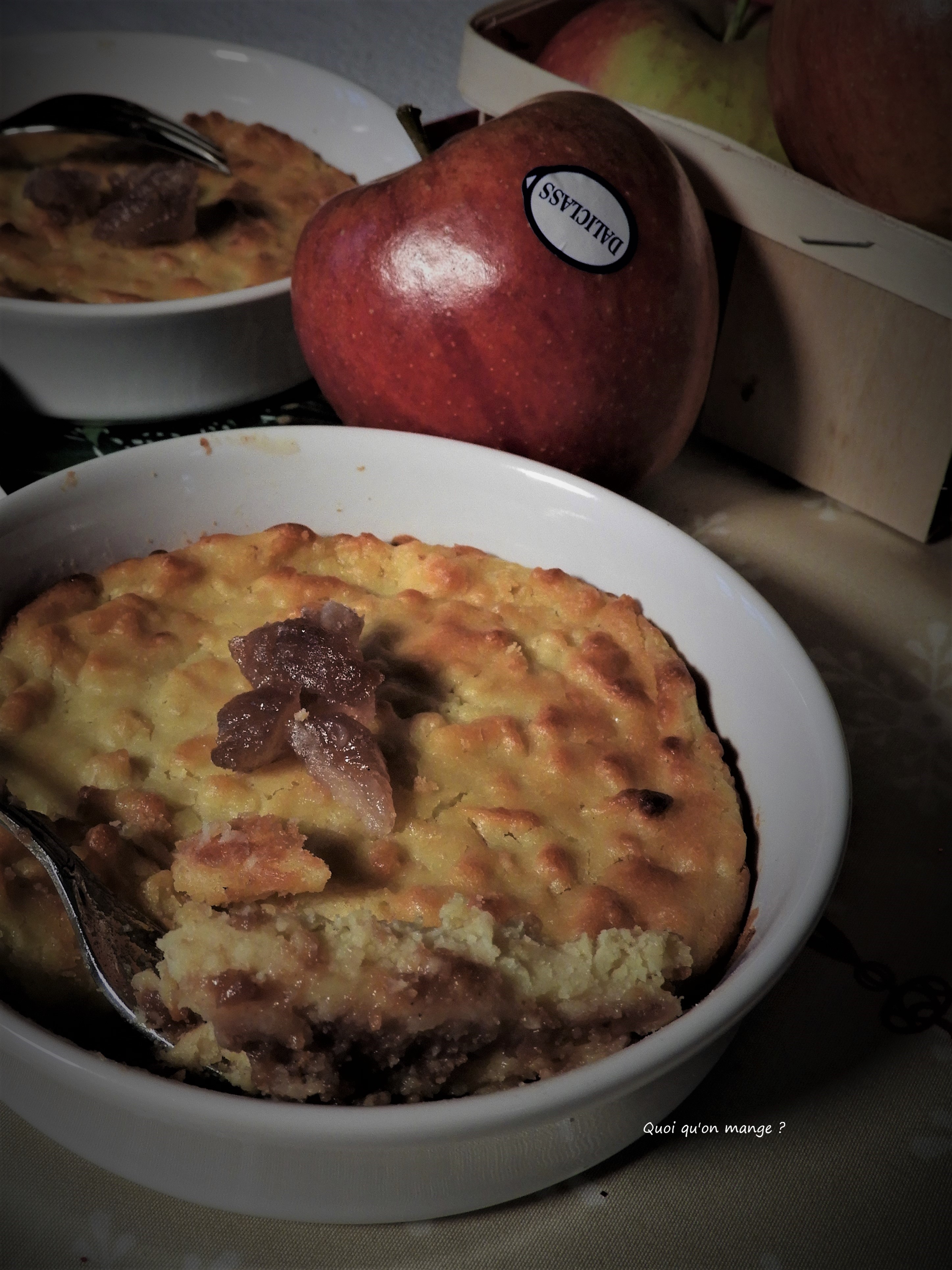 Flan aux pommes sur lit de confiture de marrons