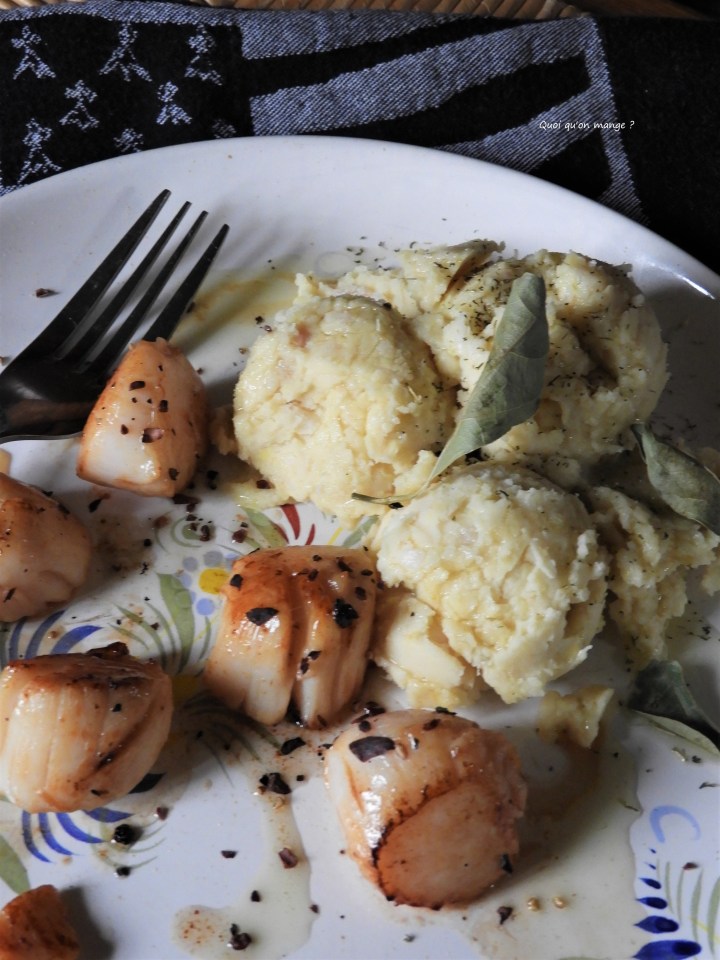 Noix de St Jacques et écrasé de coco de Paimpol