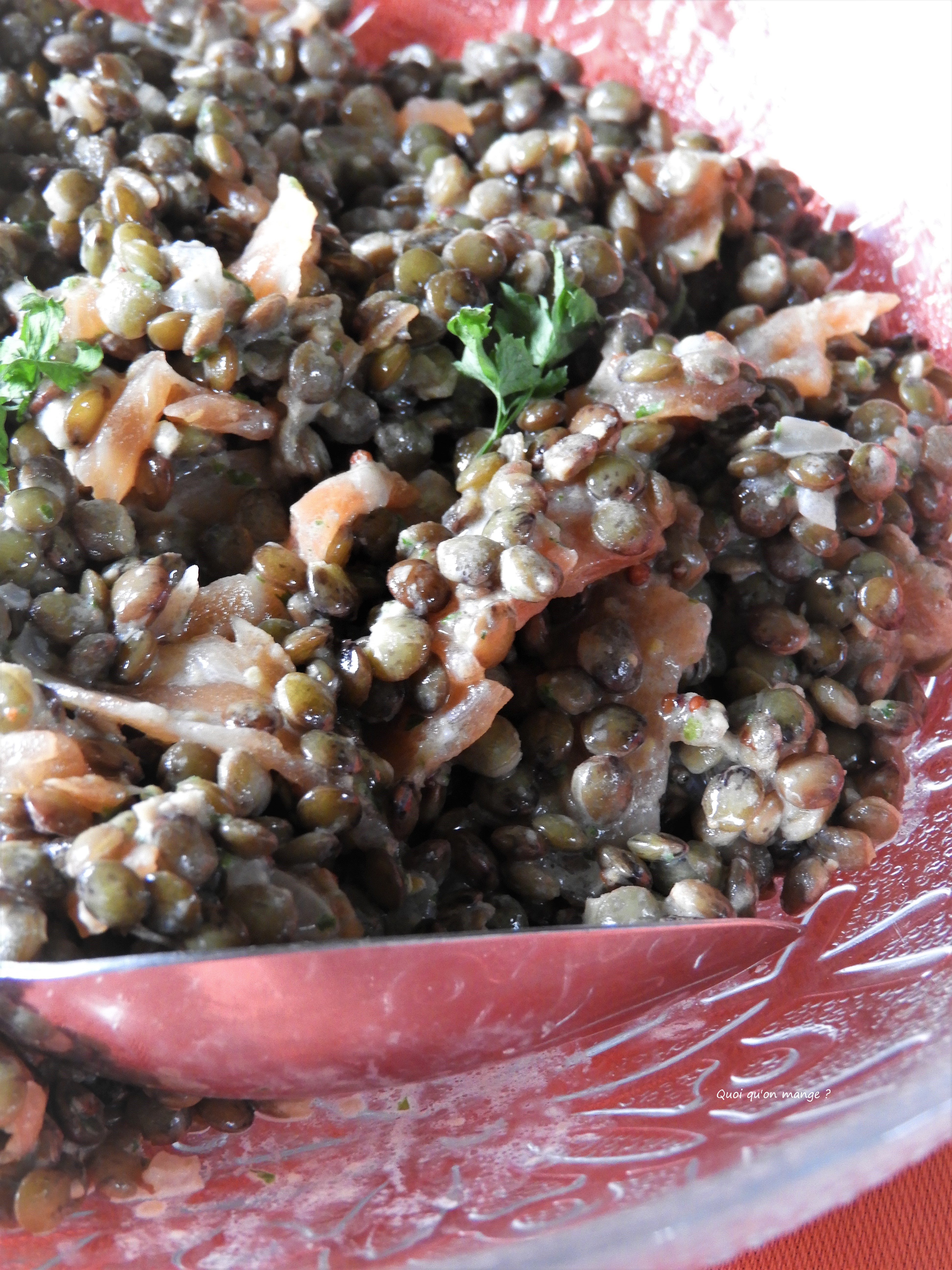 Lentilles sancerroises et saumon fumé en salade