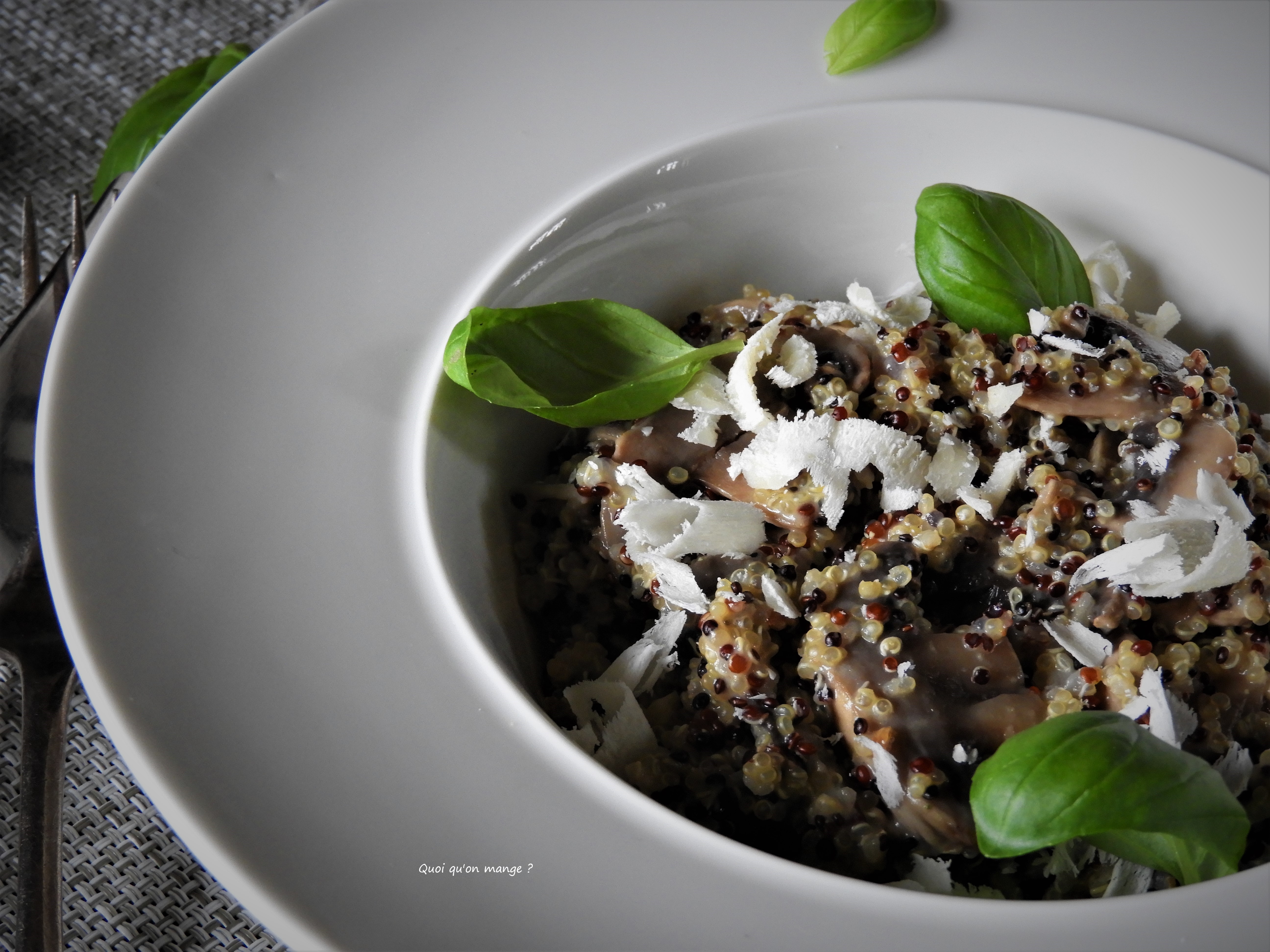 Risotto de quinoa aux champignons de Paris