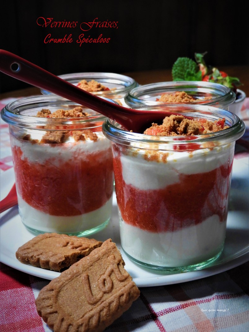 Verrines fraises, crumble spéculoos