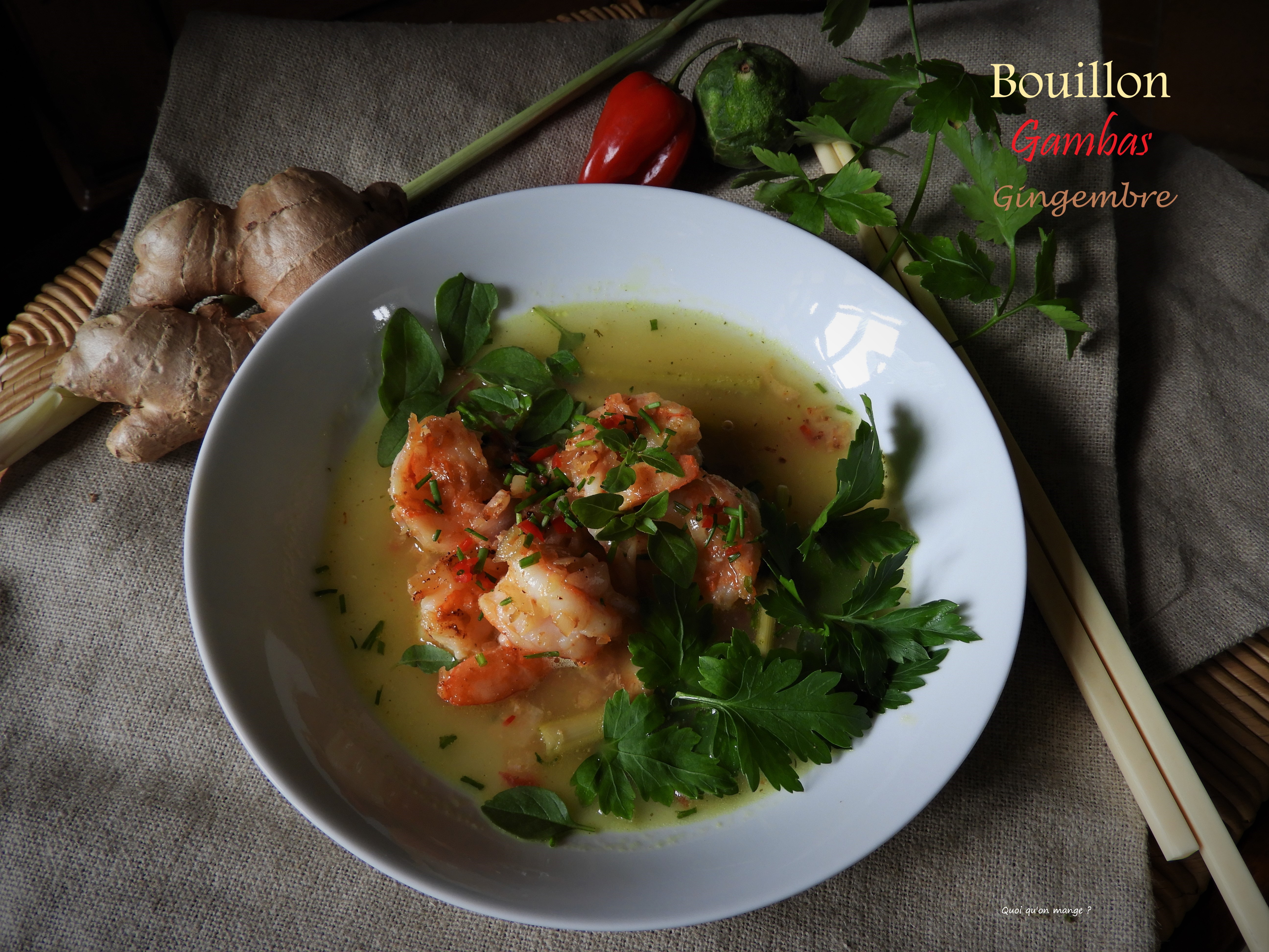 Bouillon de gambas au&nbsp;gingembre