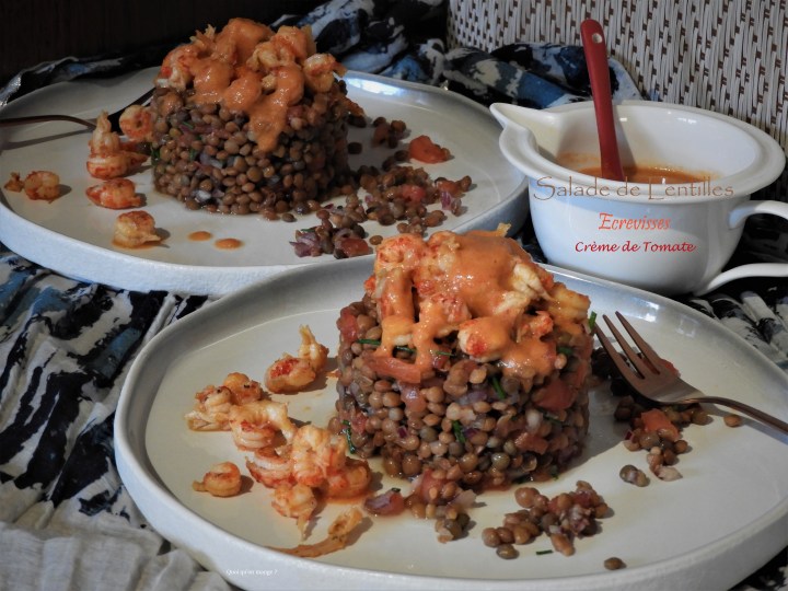 Salade de lentilles, écrevisses et crème de&nbsp;tomate