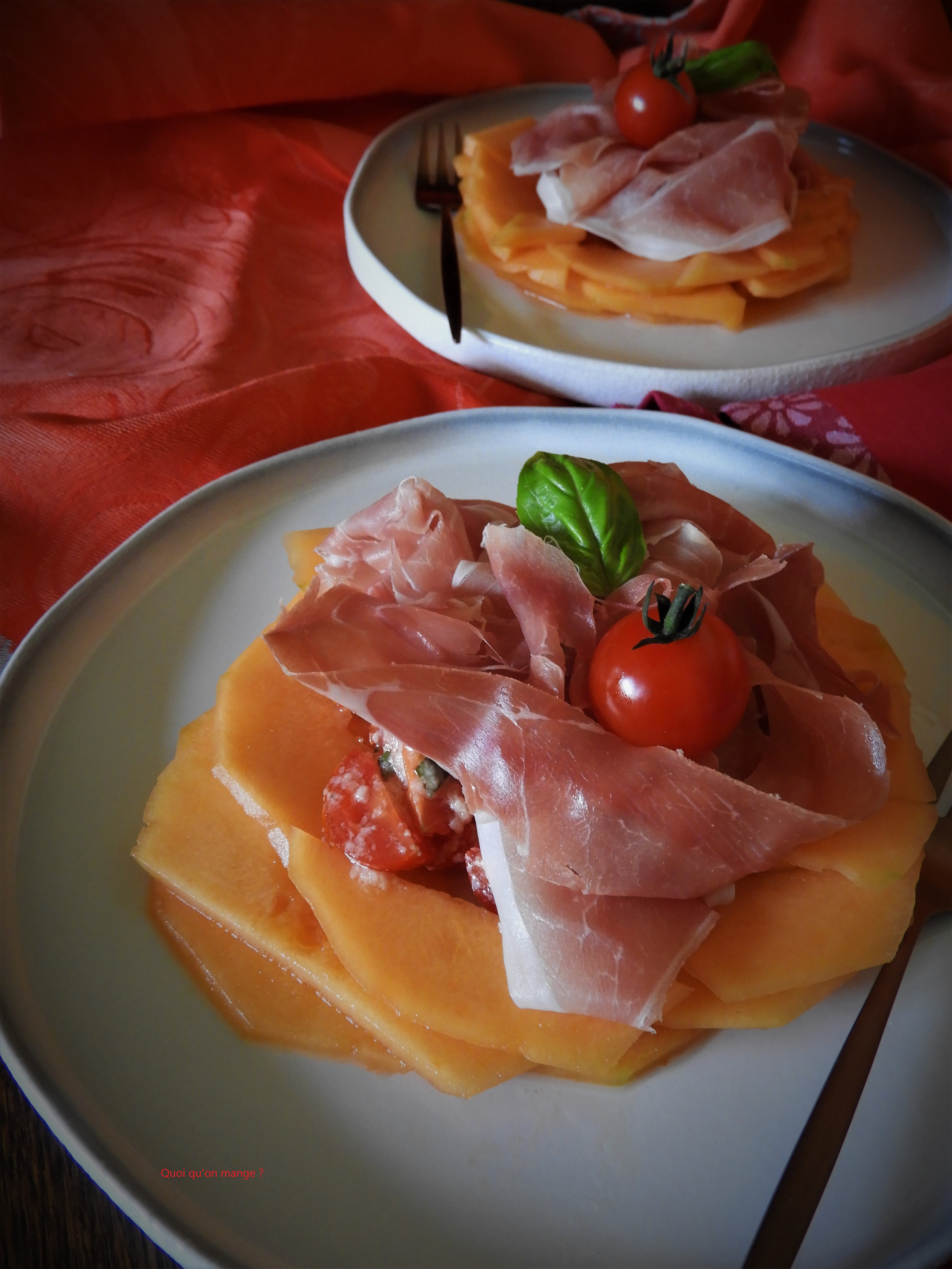 Prosciutto, pomodorini e melone ou Jambon de Parme, tomates cerises et melon