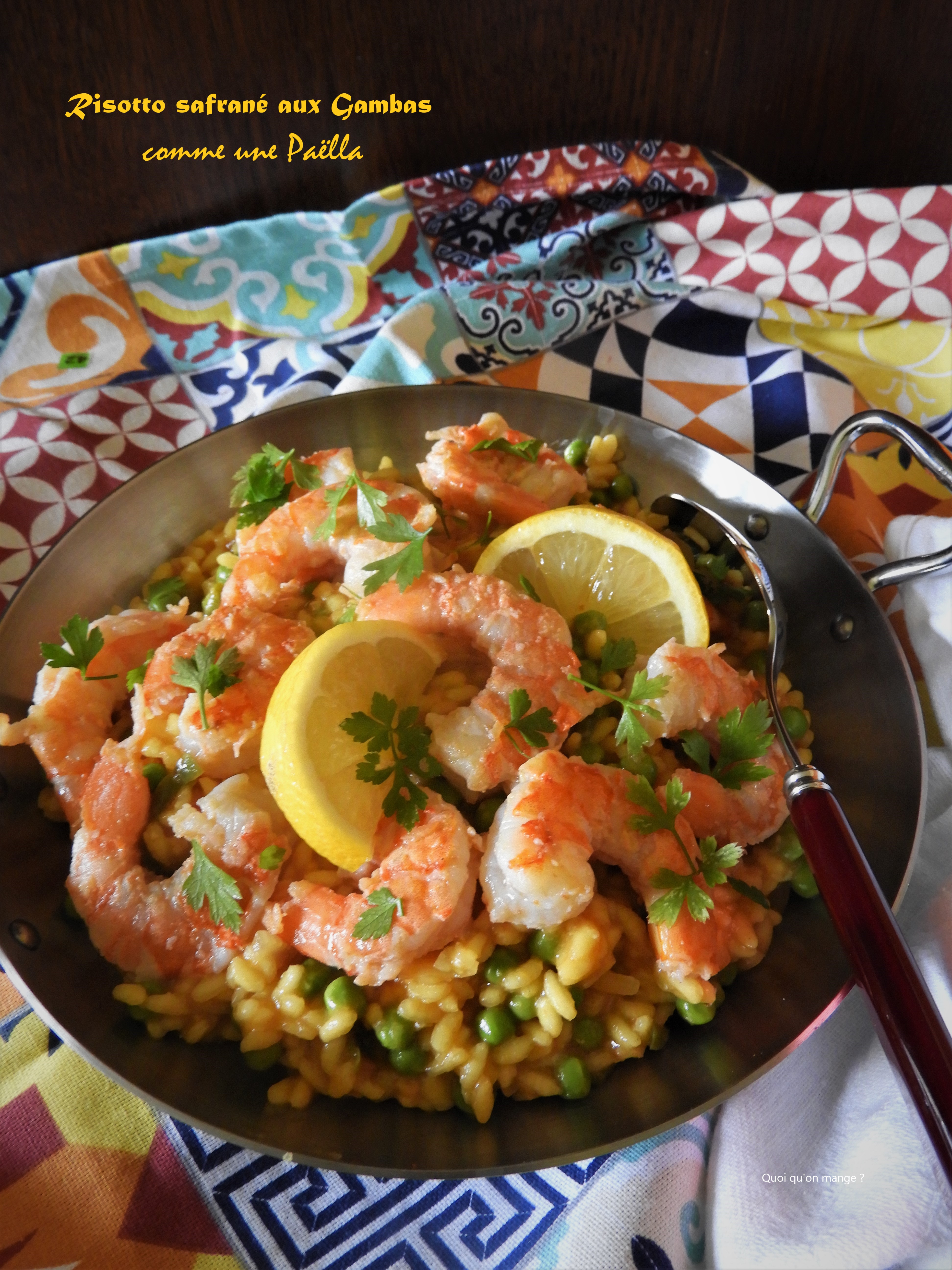 Risotto safrané aux gambas, comme une paëlla