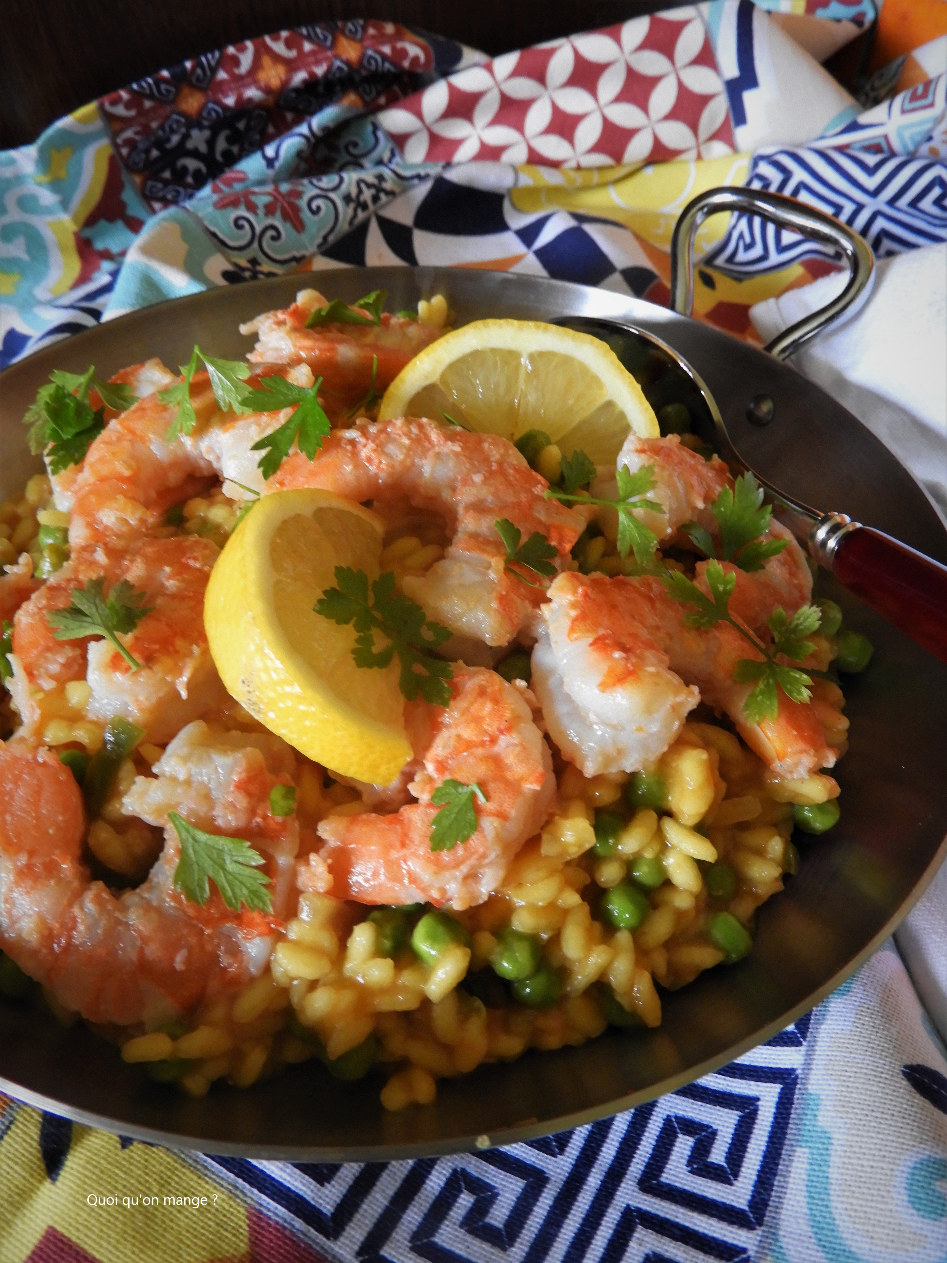 Risotto safrané aux gambas, comme une paëlla
