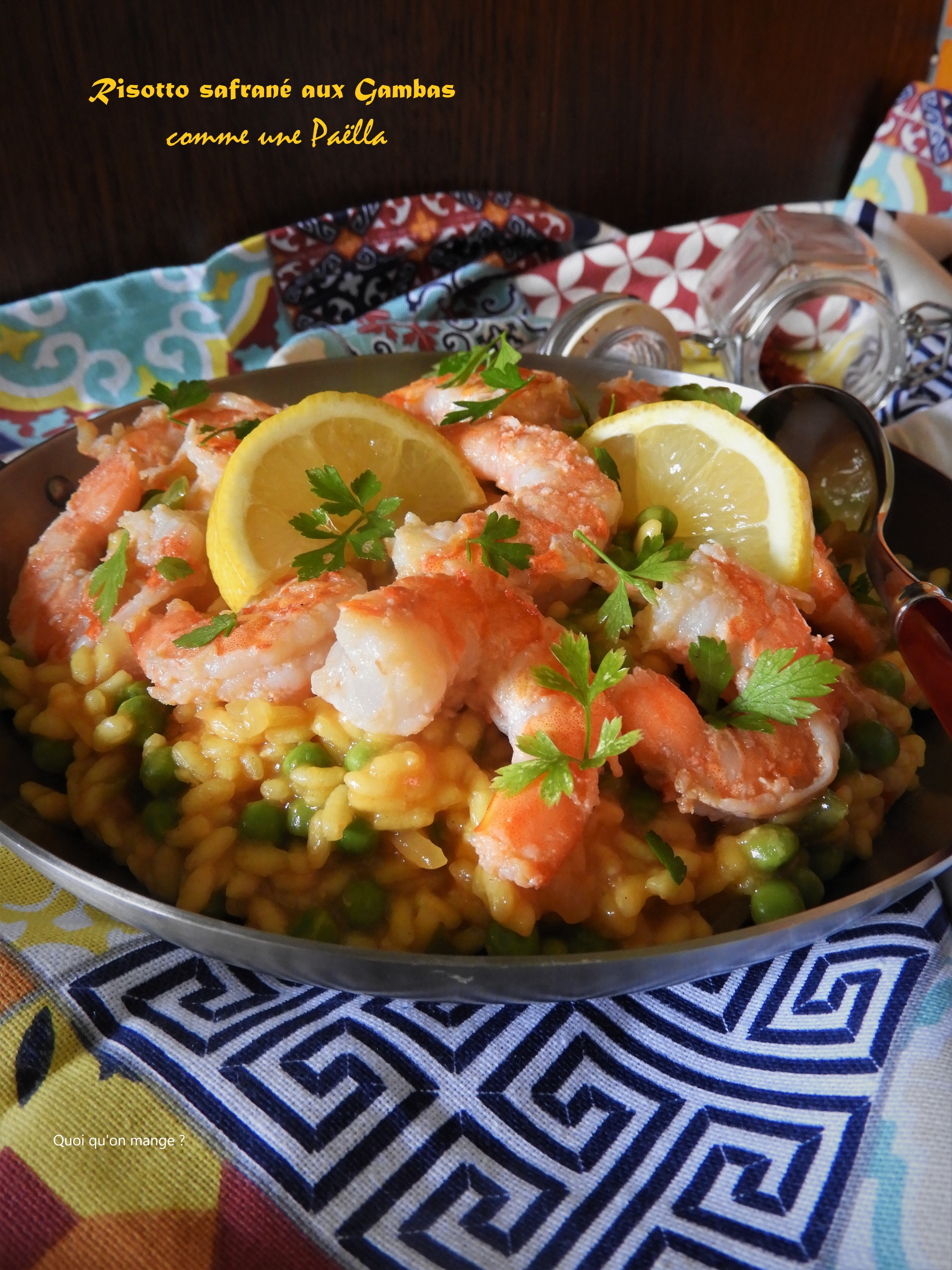 Risotto safrané aux gambas, comme une paëlla