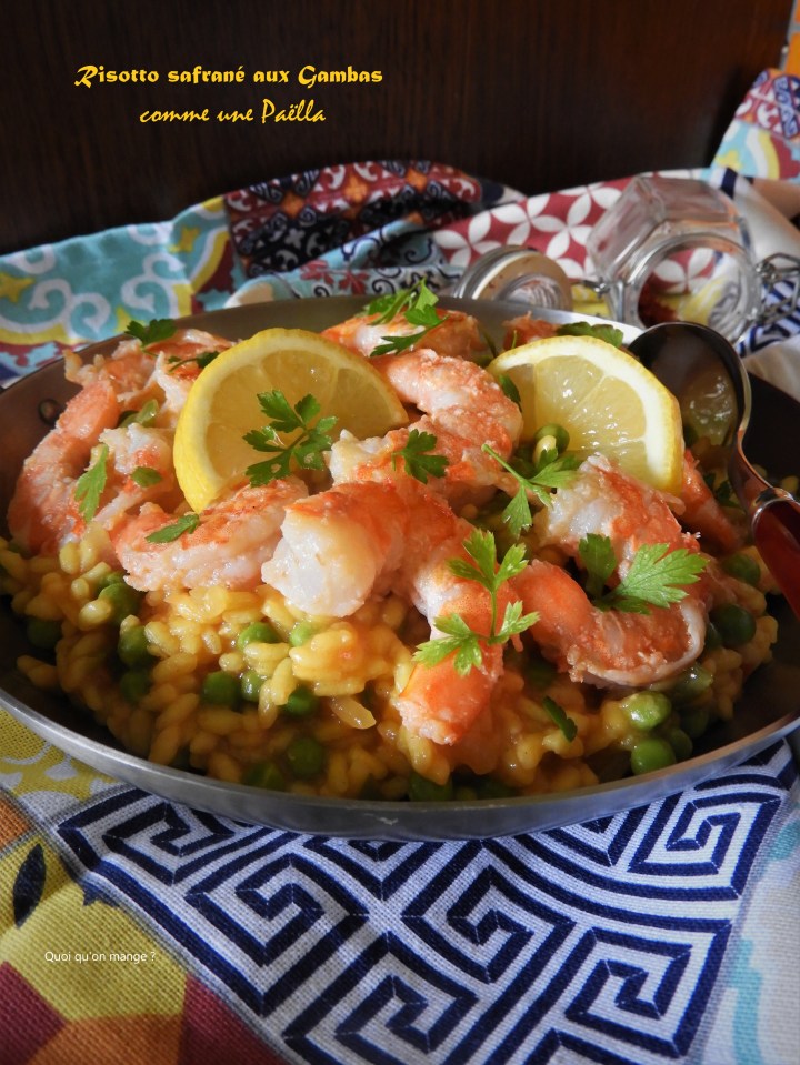 Risotto safrané aux gambas, comme une paëlla