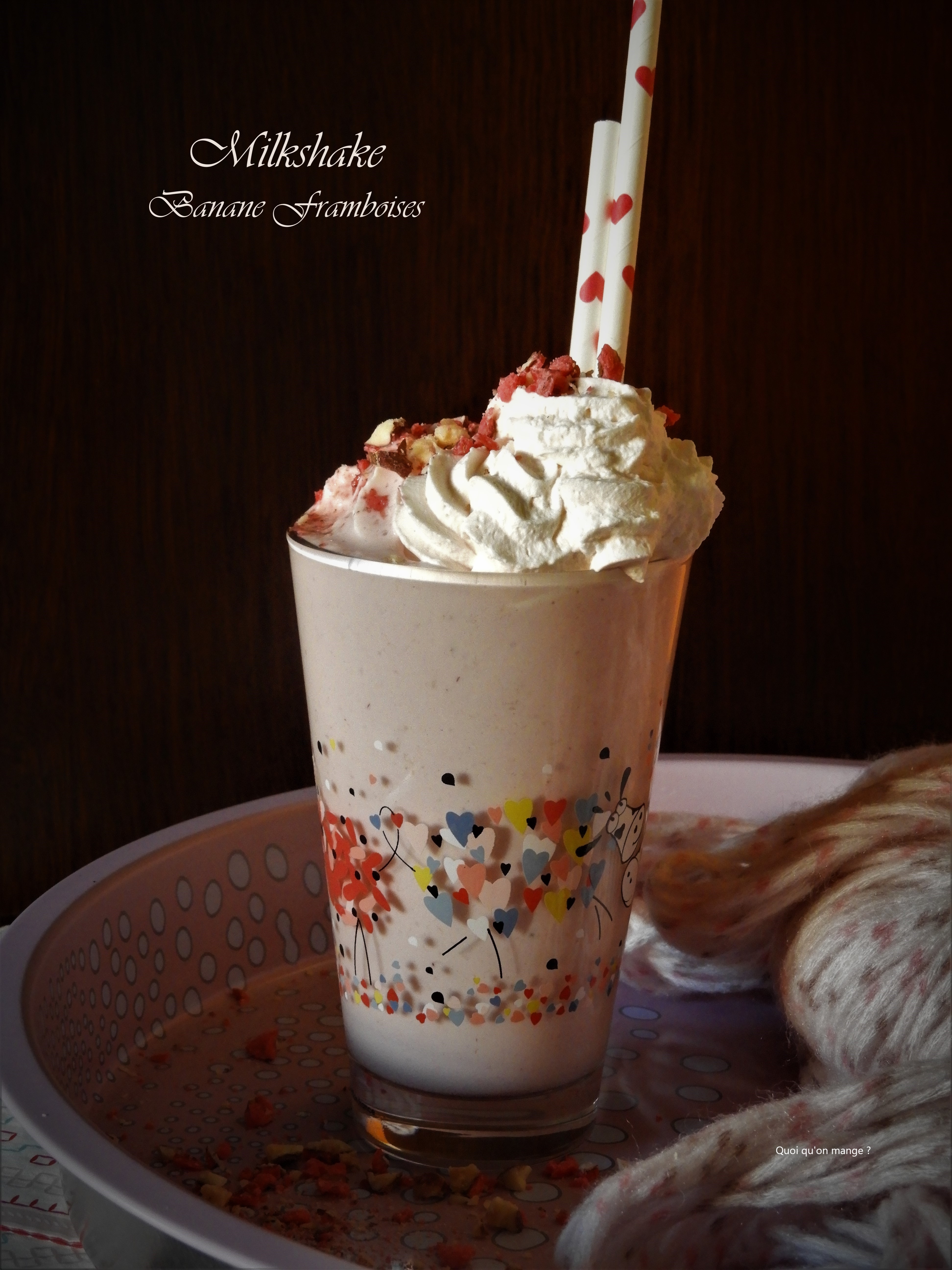 Milkshake banane & framboises délicatement rosé
