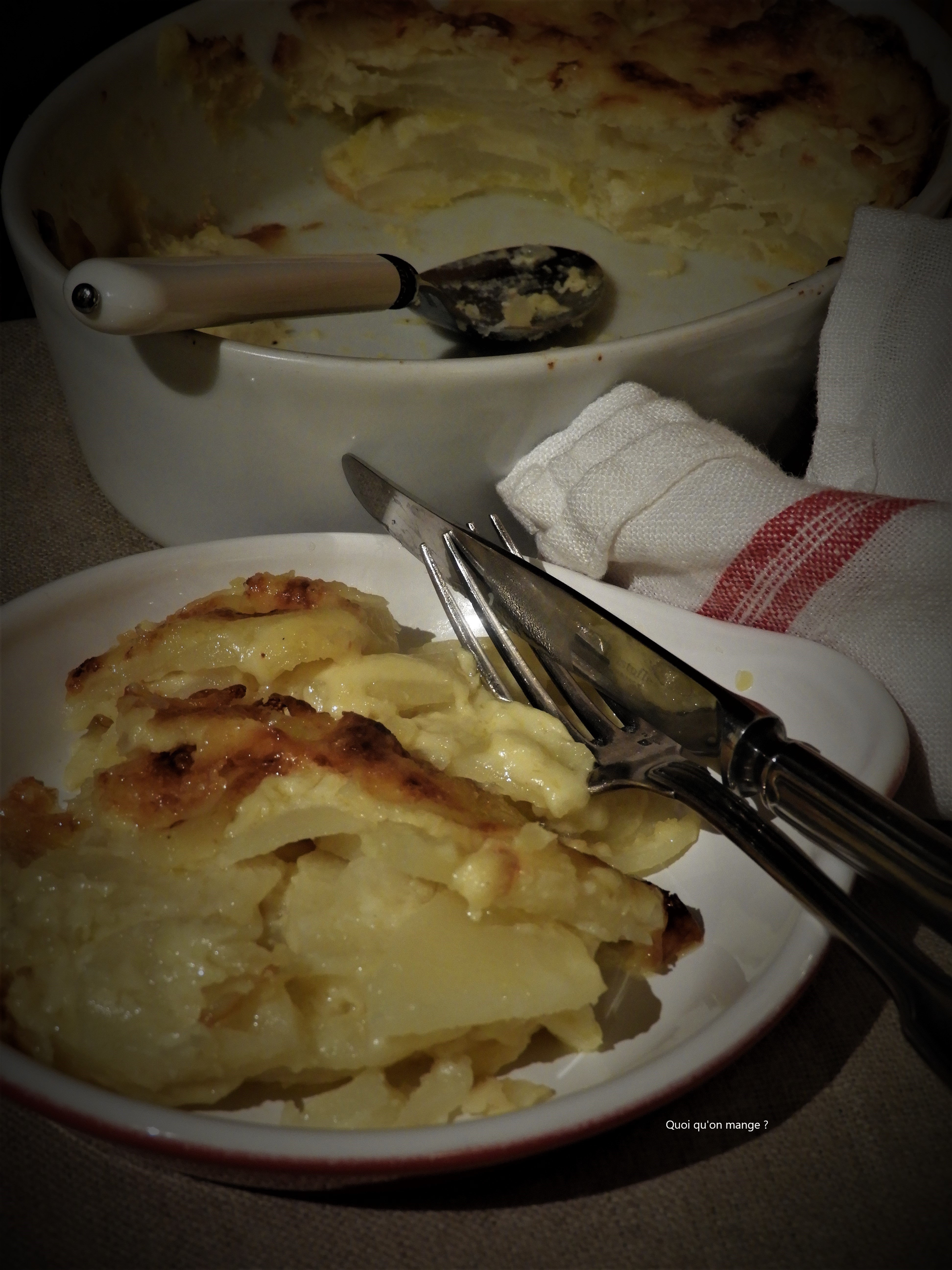 Pommes de terre crémeuses gratinées au Cheddar breton