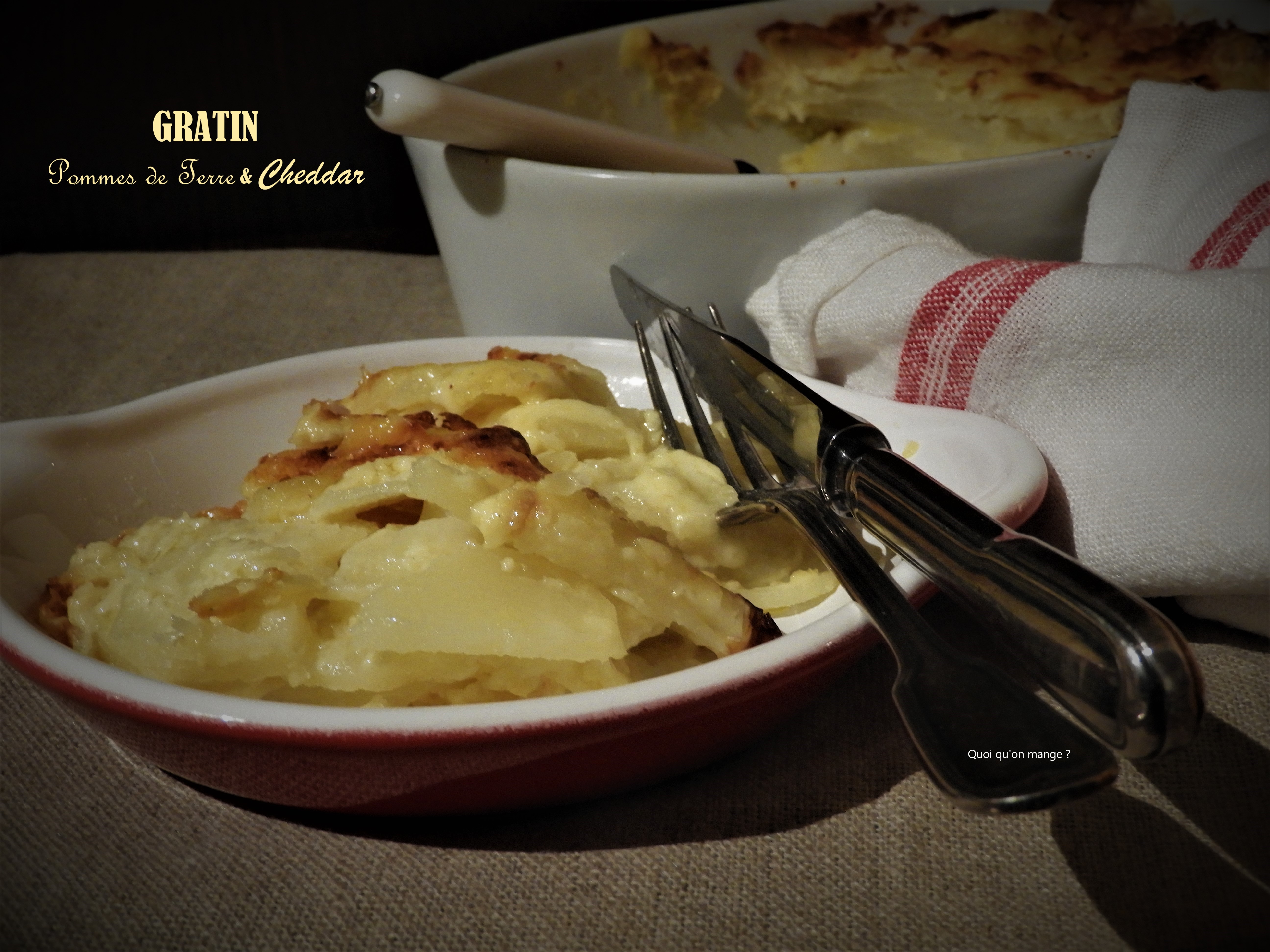 Pommes de terre crémeuses gratinées au Cheddar breton