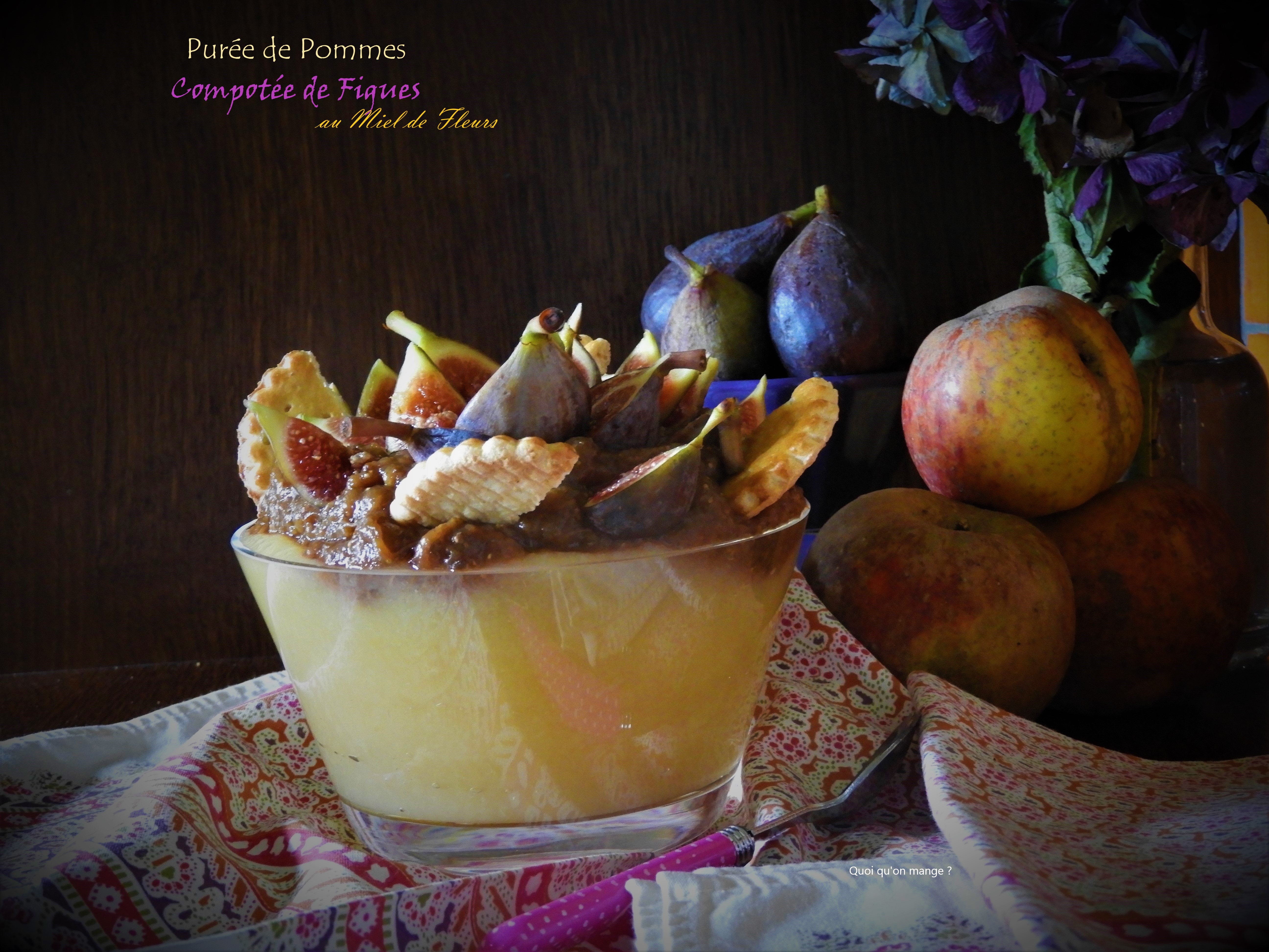 Purée de pommes sous compotée de figues au miel de&nbsp;fleurs