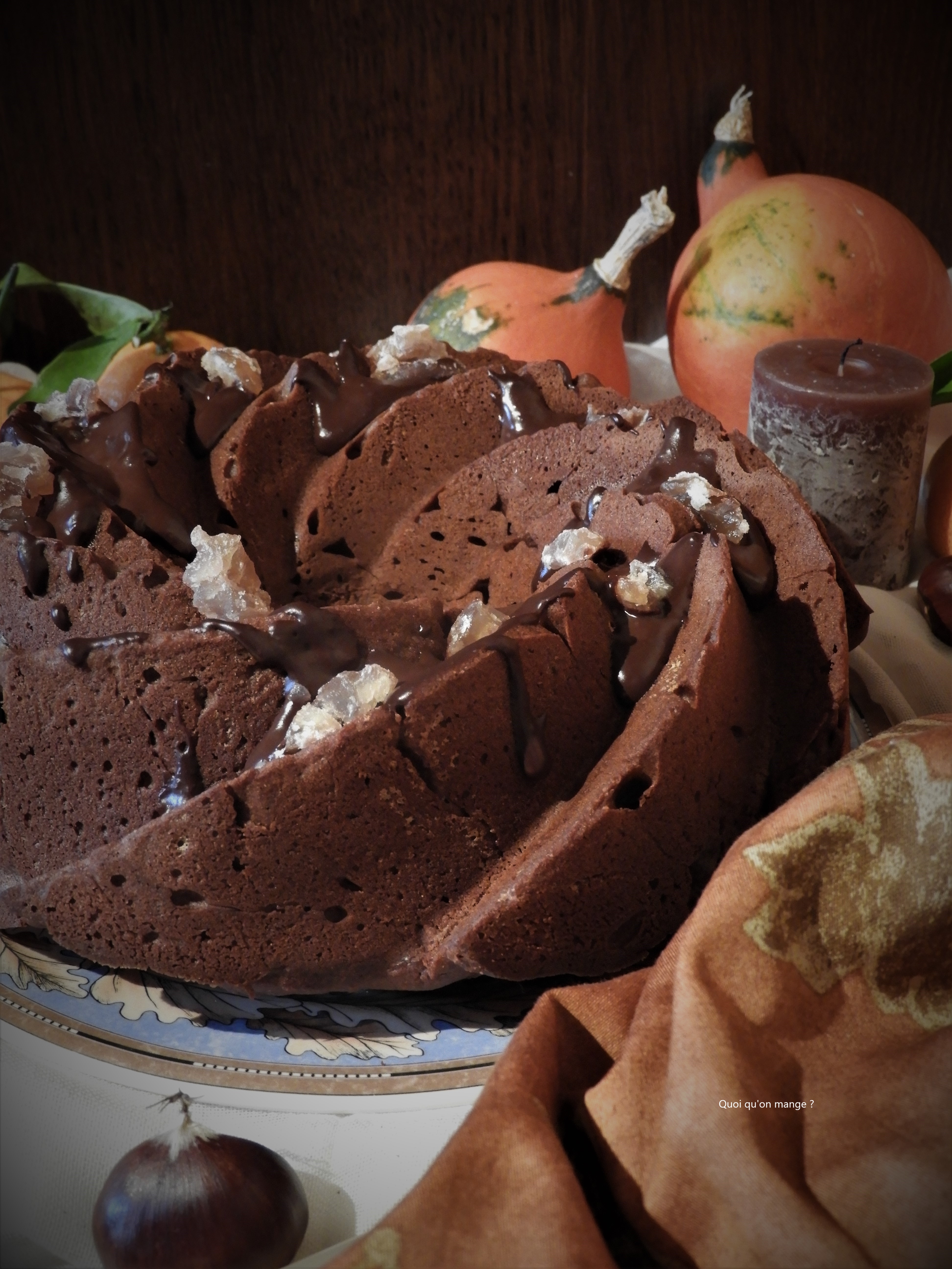 Gâteau Bundt Cake à la crème de marrons, Ganache au chocolat Inaya