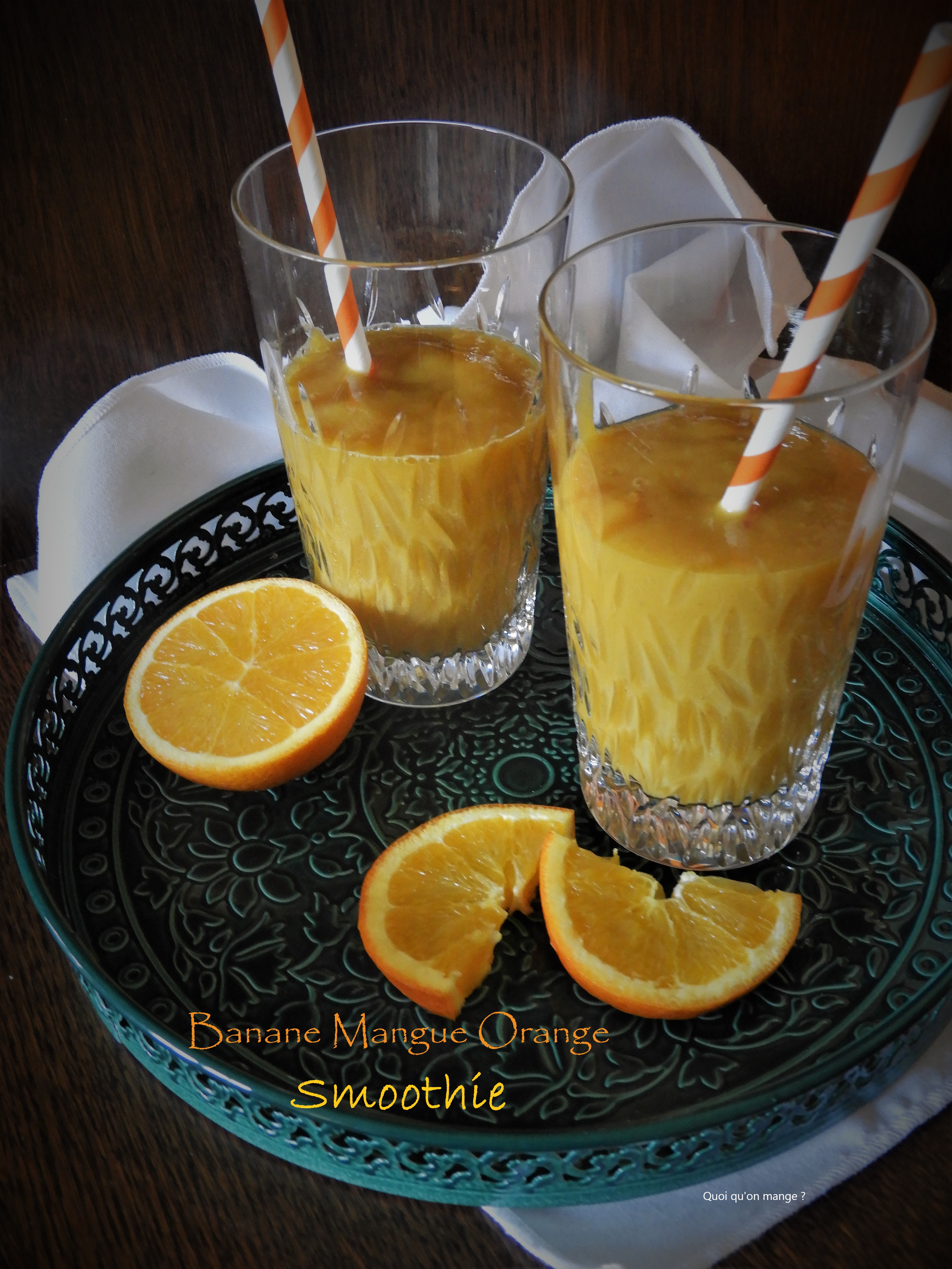 Smoothie banane, mangue et orange