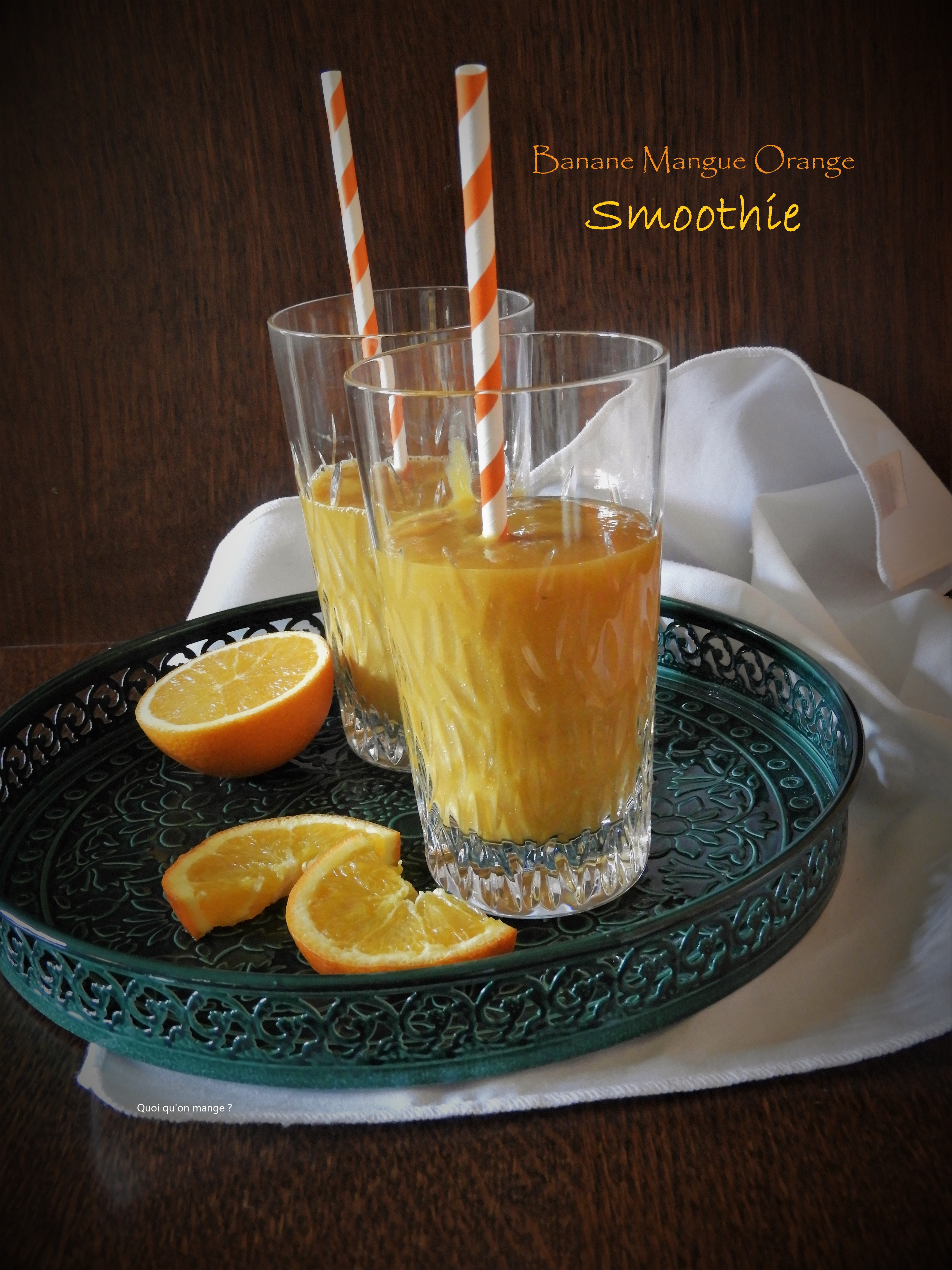Smoothie banane, mangue et orange