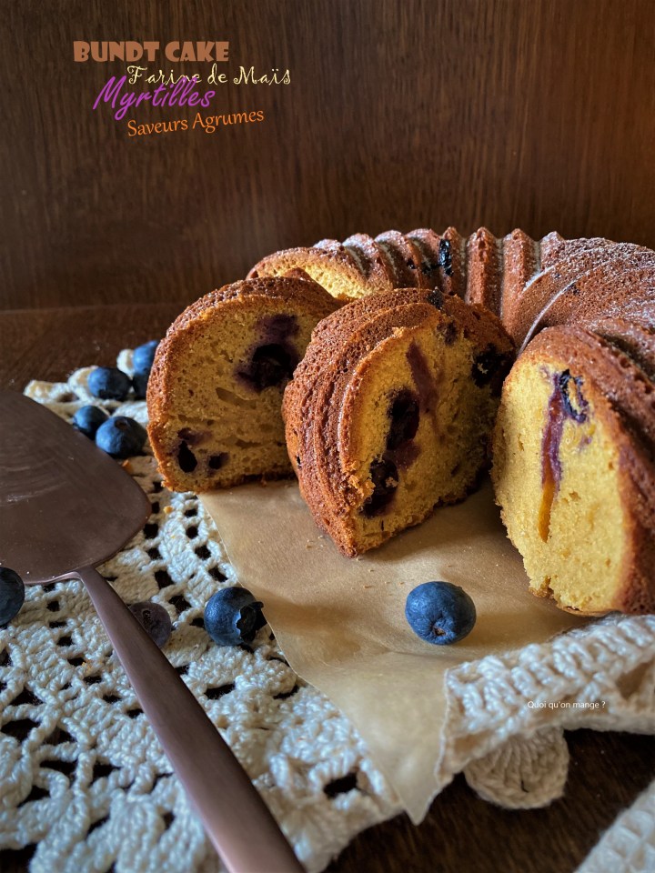 Bundt Cake à la farine de maïs et aux myrtilles, saveurs agrumes