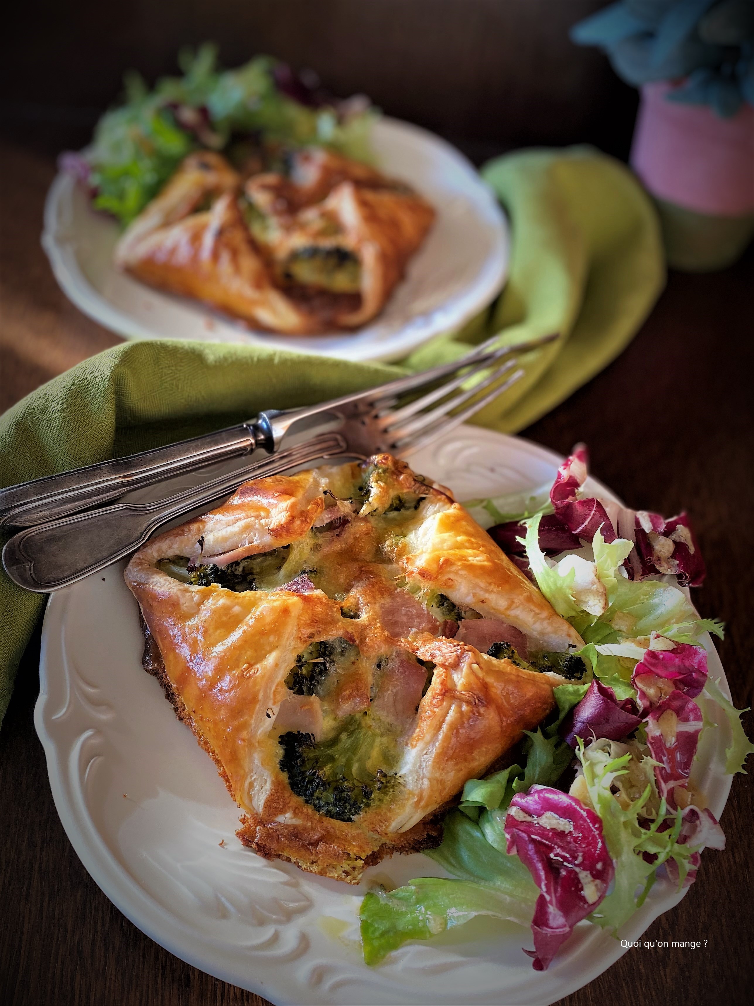 Panier au brocoli, jambon et comté