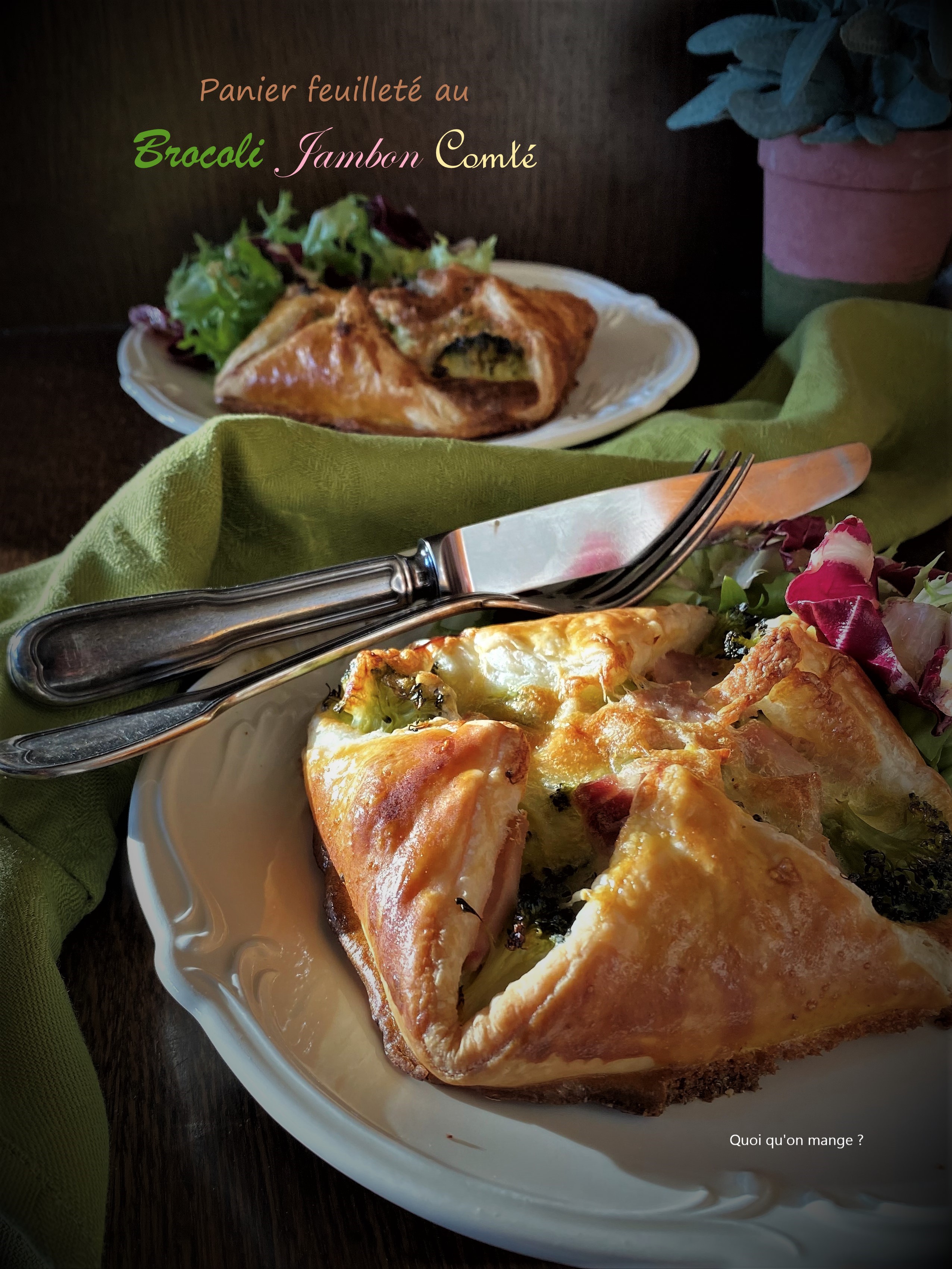 Panier au brocoli, jambon et comté