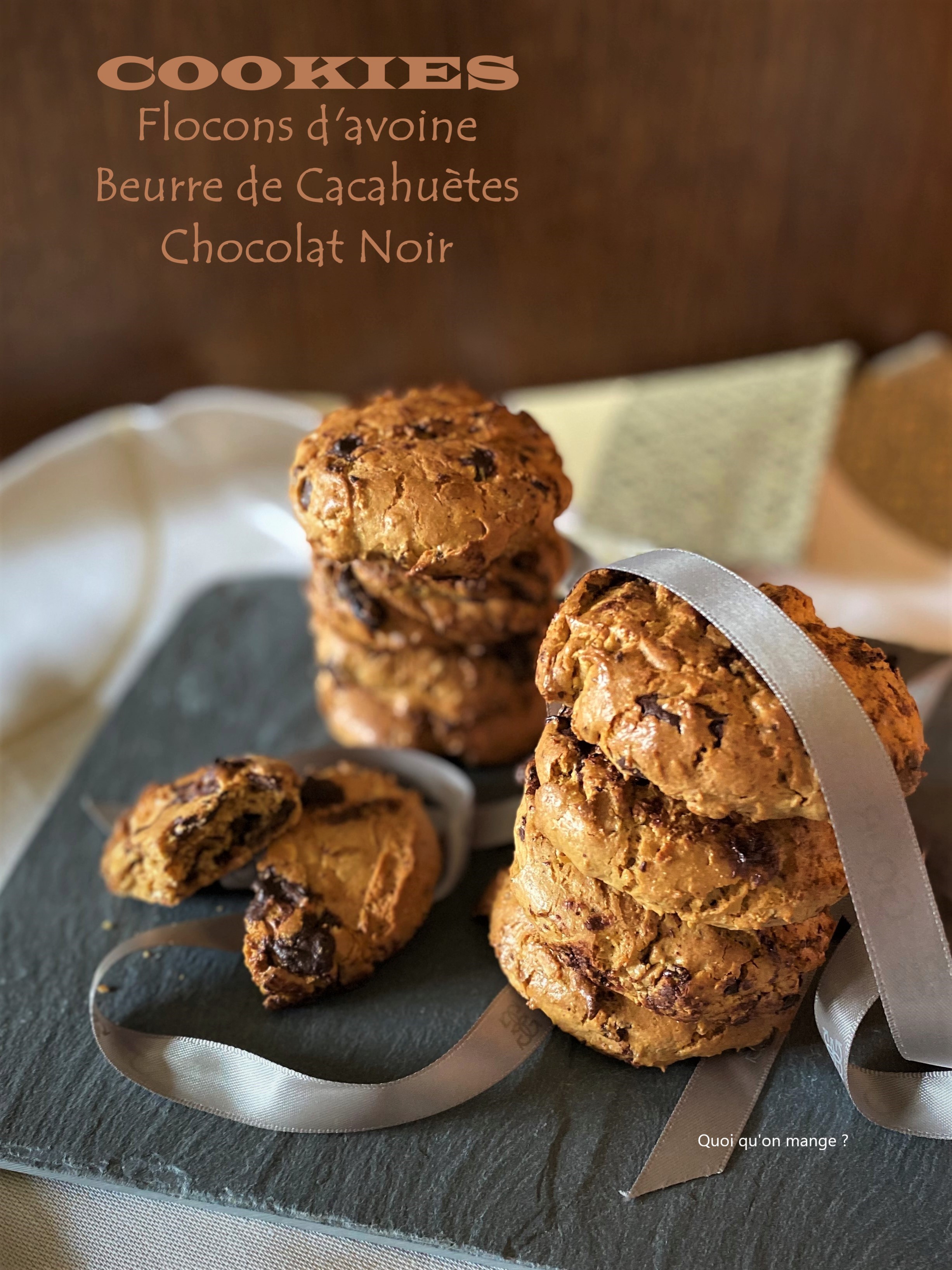 Cookies aux flocons d'avoine, beurre de cacahuètes et chocolat noir