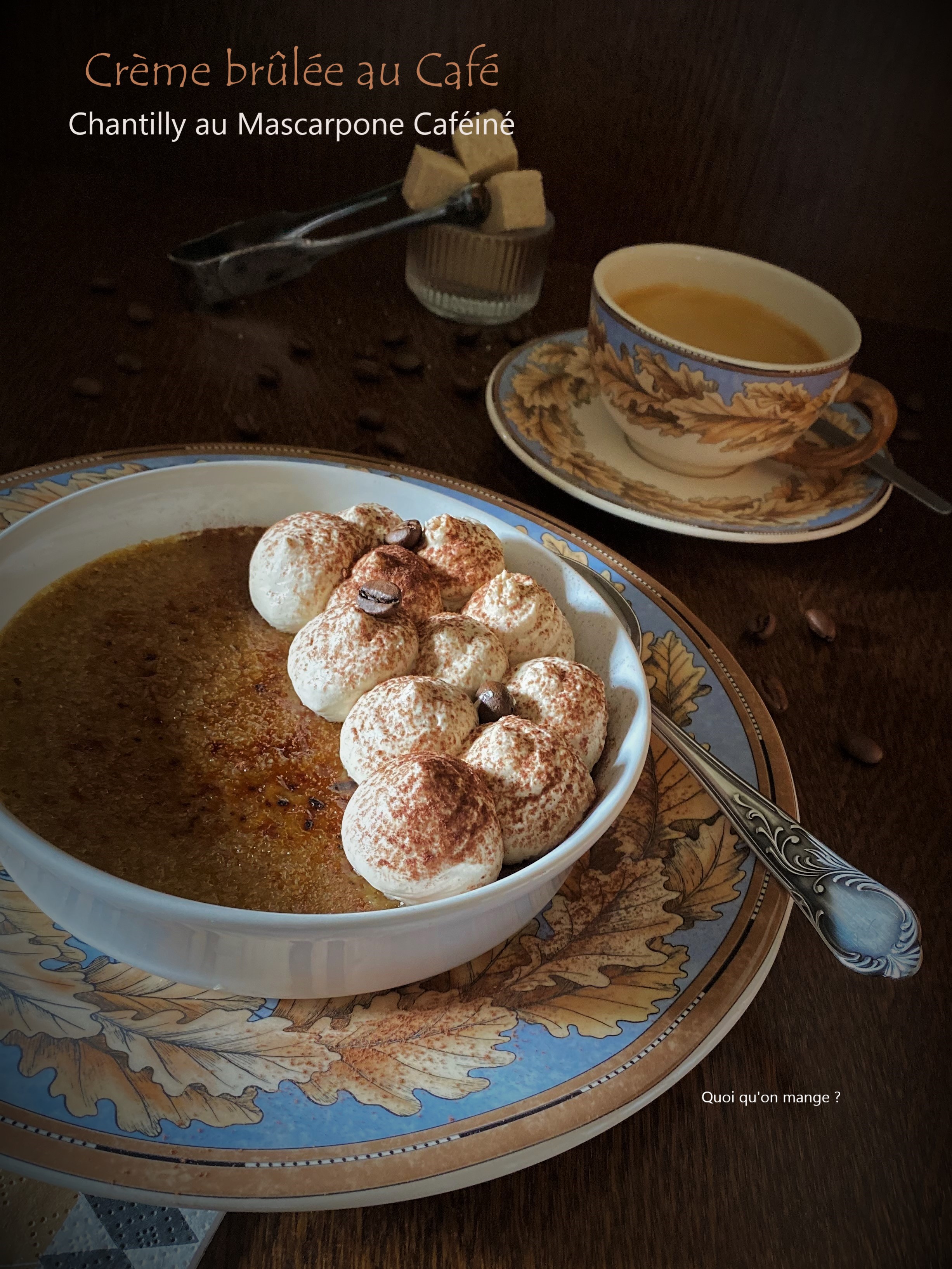 Crème brûlée au café, chantilly au mascarpone caféiné