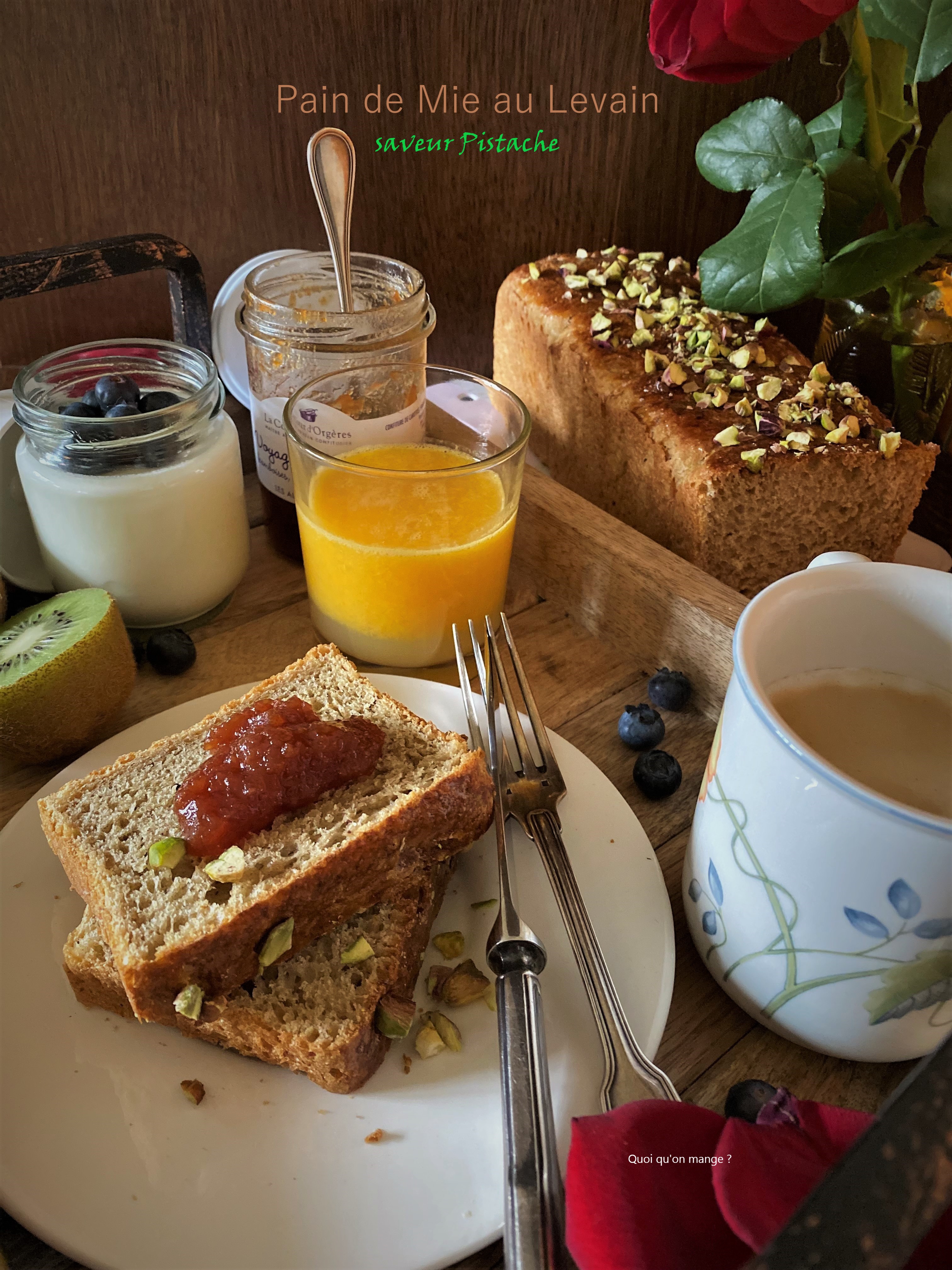 Pain de mie au levain, saveur pistache
