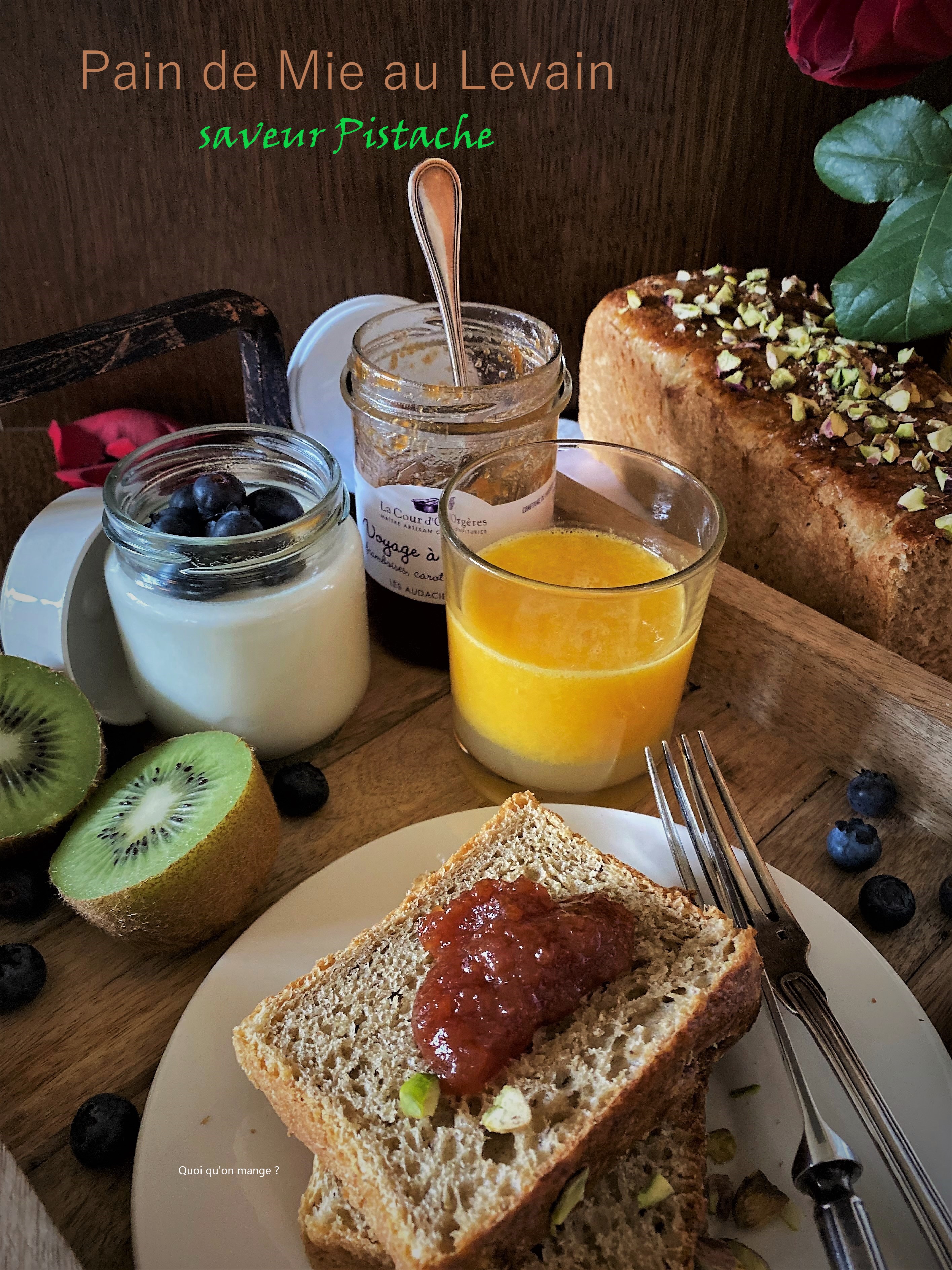 Pain de mie au levain, saveur pistache