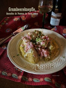 Quenelles de pommes de terre cuites ou Grumbeereknepfle à la crème de munster et au&nbsp;bacon